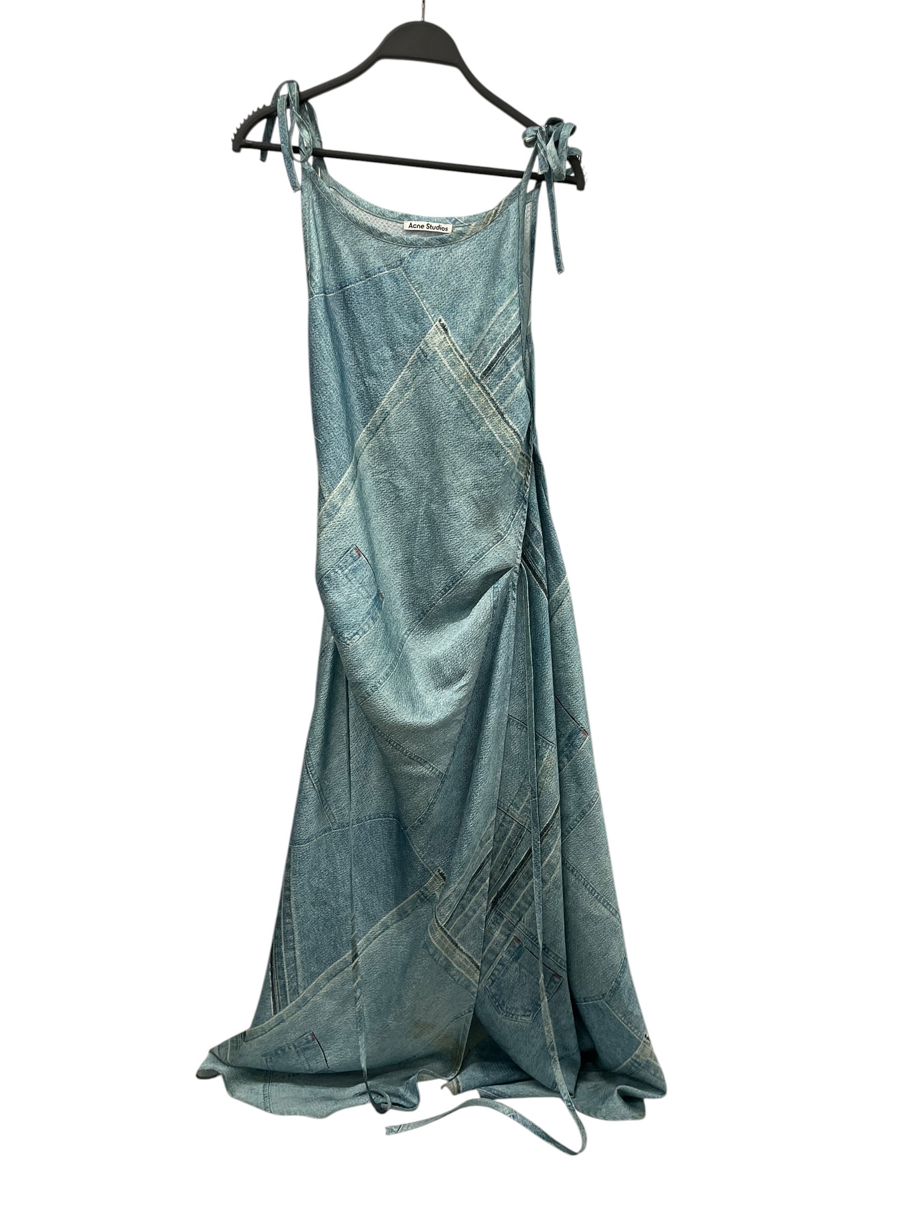 ACNE STUDIOS/SL Dress/38/All Over Print/Polyester/BLU/Midi Length/denim printed slip dress view 1