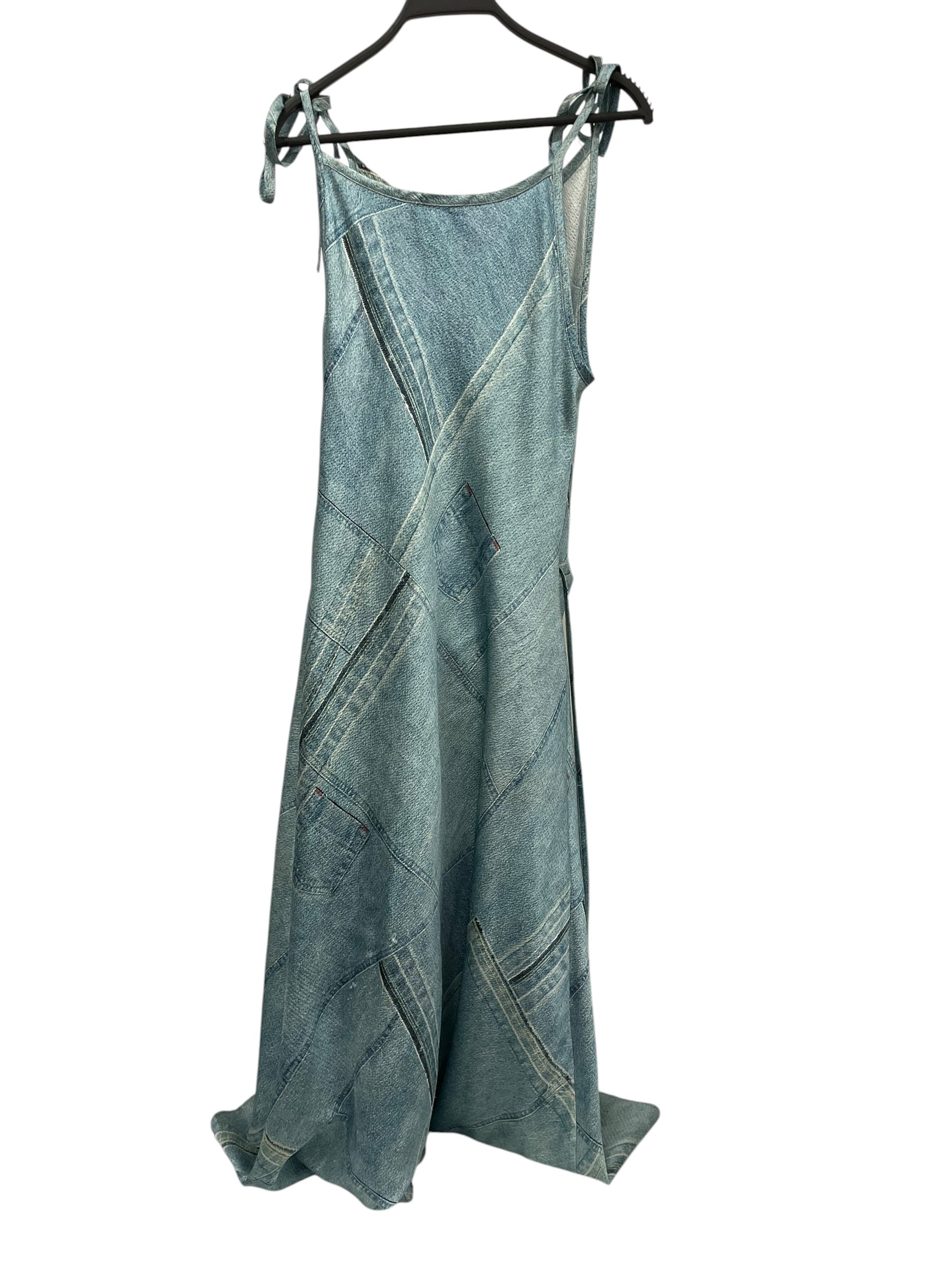 ACNE STUDIOS/SL Dress/38/All Over Print/Polyester/BLU/Midi Length/denim printed slip dress view 2