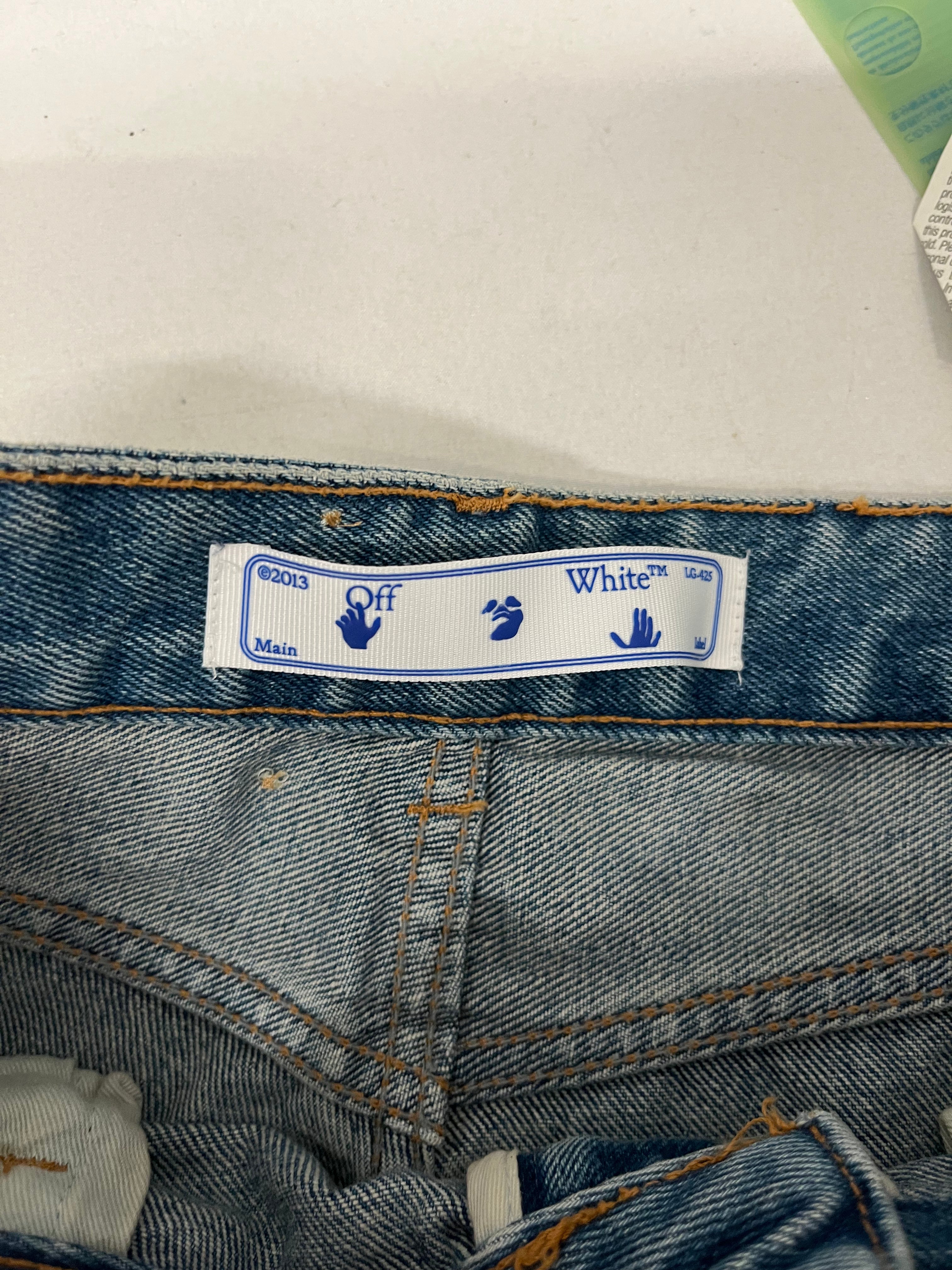 OFF-WHITE/Straight Pants/27/Cotton/BLU/LEATHER TAG AT CALF view 3