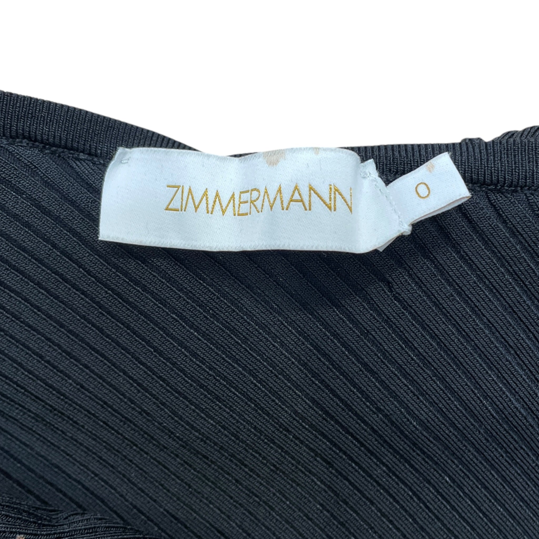 Zimmermann/LS T-Shirt/0/BLK/one shoulder ruffles top view 3