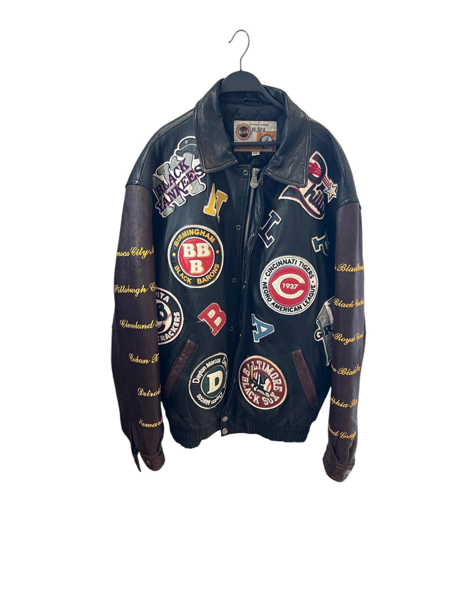 NLBPA/Baseball Jkt/XXXL/Leather/BLK/Double Breasted/All Over Print/PATCHWORK view 1
