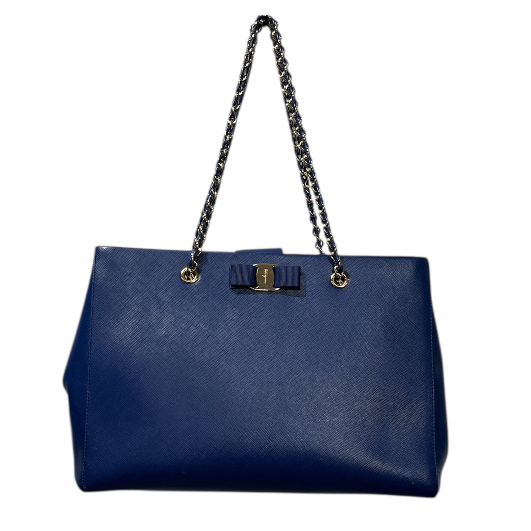 Salvatore Ferragamo/Hand Bag/Leather/BLU/CHAIN LINK SAFFIANO view 1