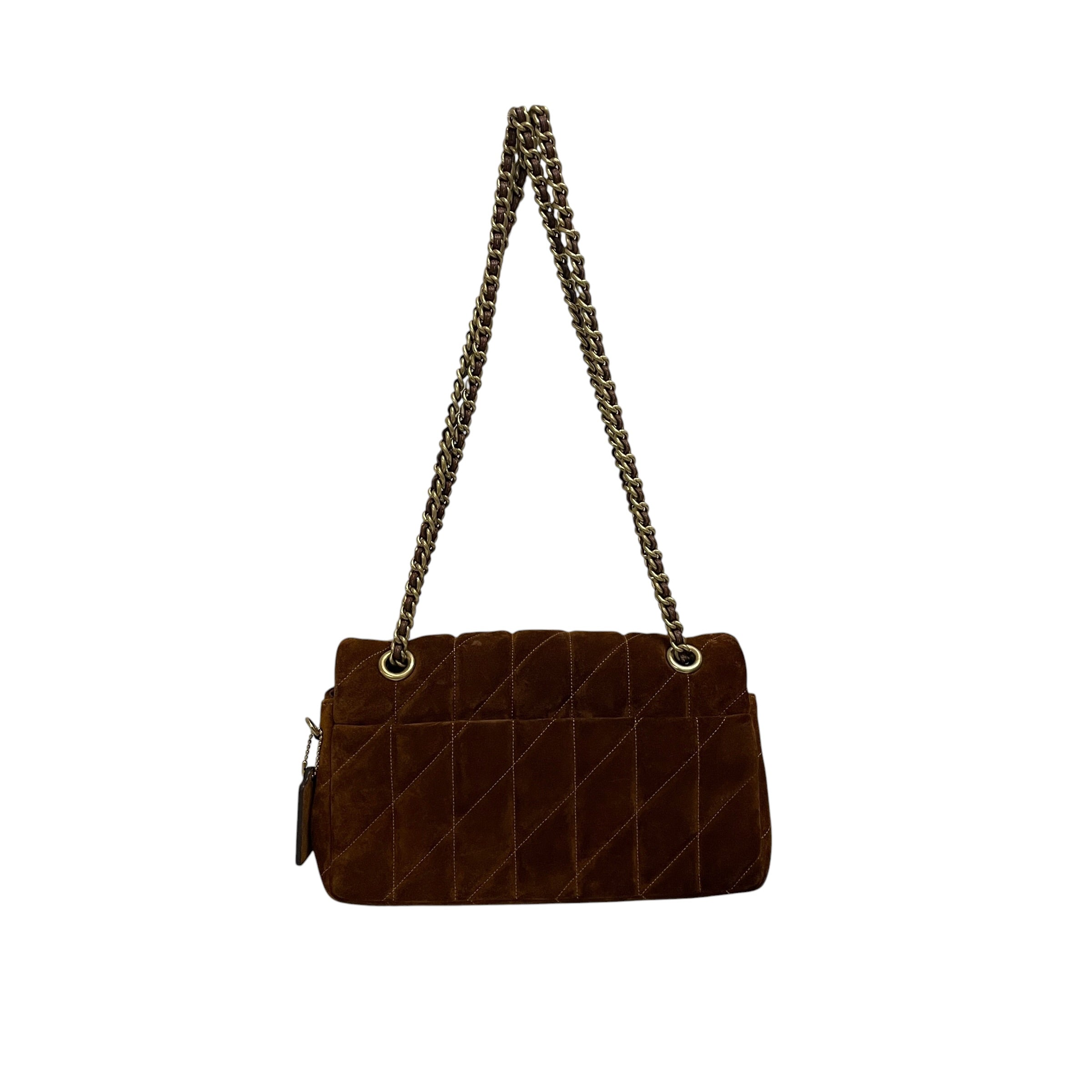 COACH/Hand Bag/Suede/BRW/gold hardware view 2