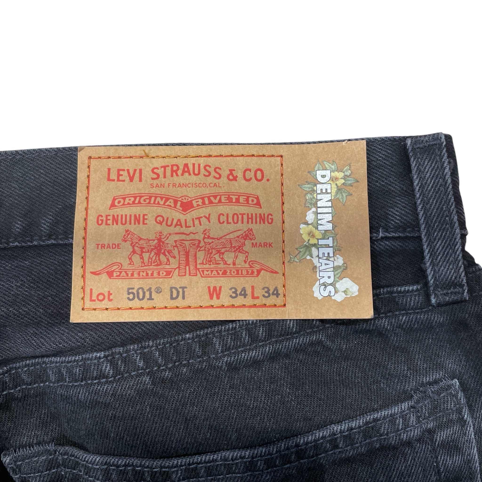 DENIM TEARS/Pants/34/Cotton/BLK/palin jane view 3