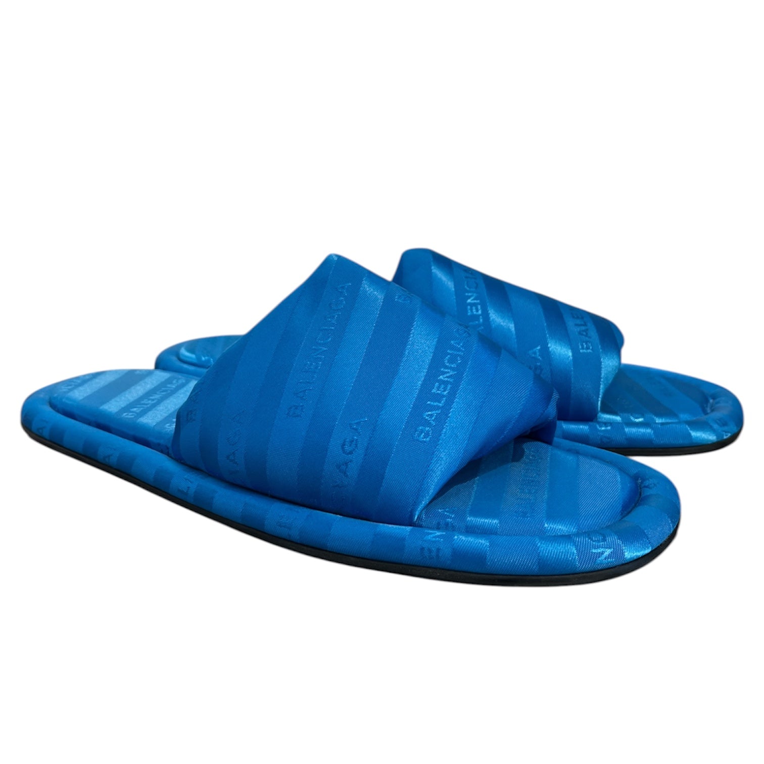 BALENCIAGA/Sandals/US 9.5/Stripe/BLU/Satin Balenci Hotel Slippers view 1