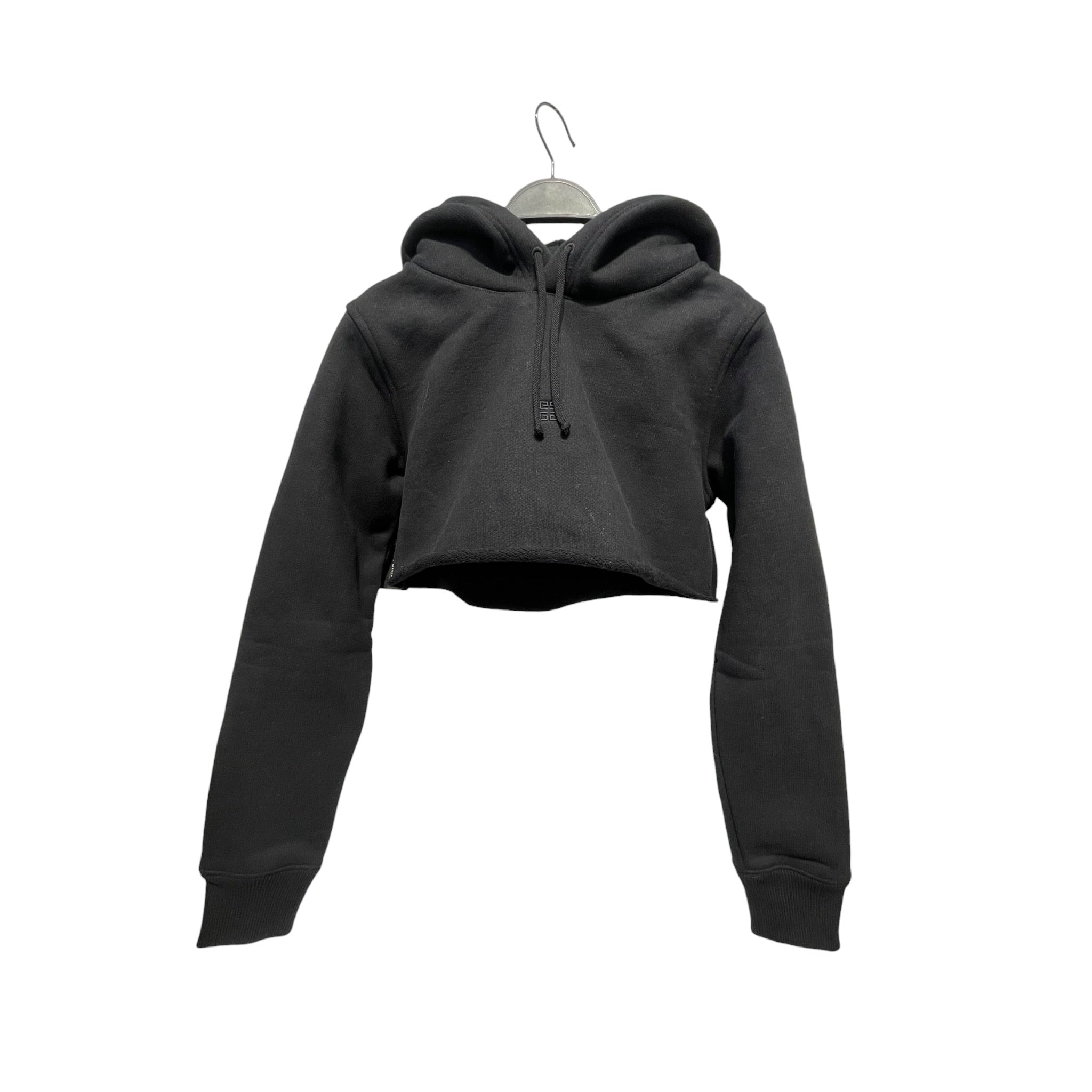 GIVENCHY/Hoodie/XS/Cotton/BLK/cropped w/ embroidered logo view 1
