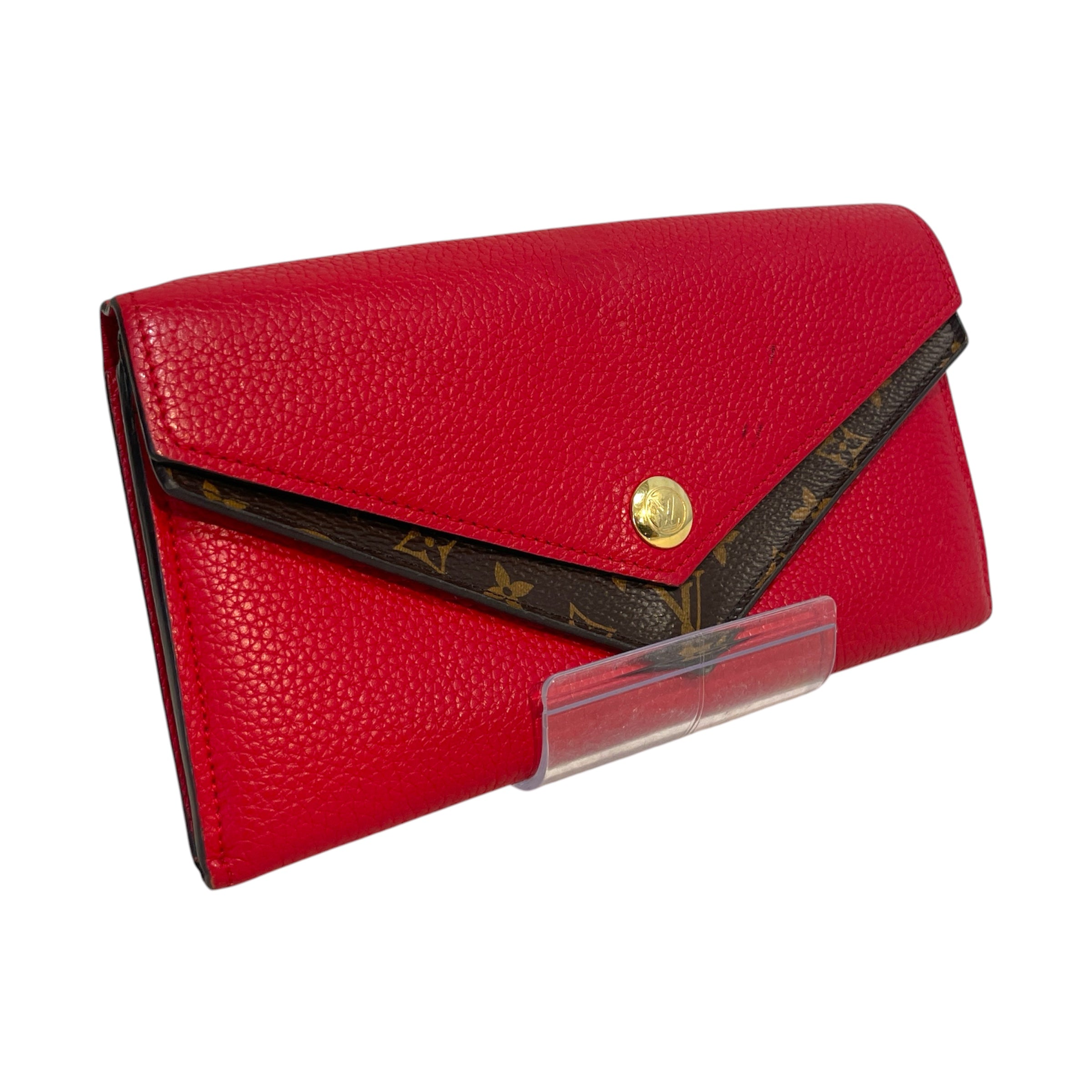 LOUIS VUITTON/Long Wallet/Leather/RED/Double V view 1