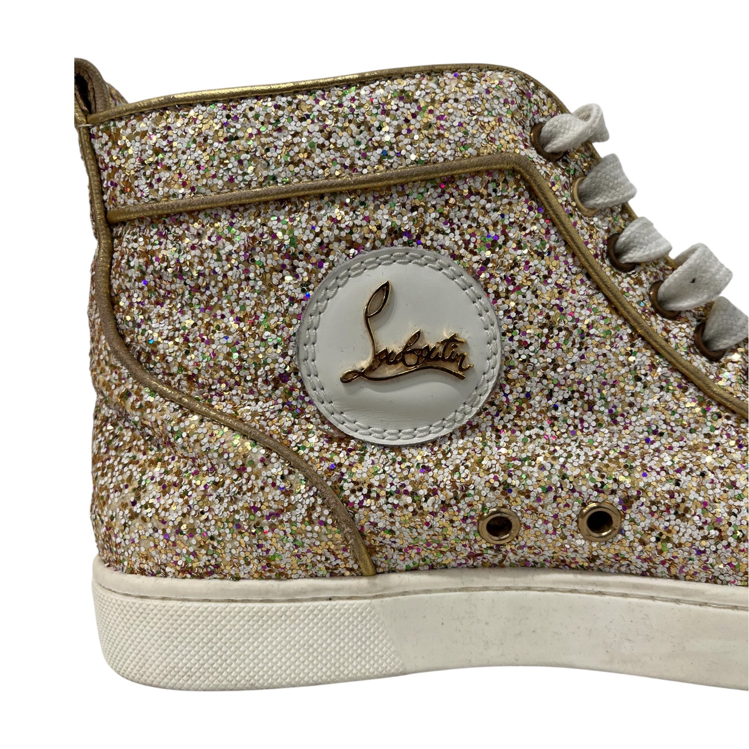 Christian Louboutin/Hi-Sneakers/EU 38/All Over Print/Leather/WHT/RAINBOW GILTTER ALL OVER view 6