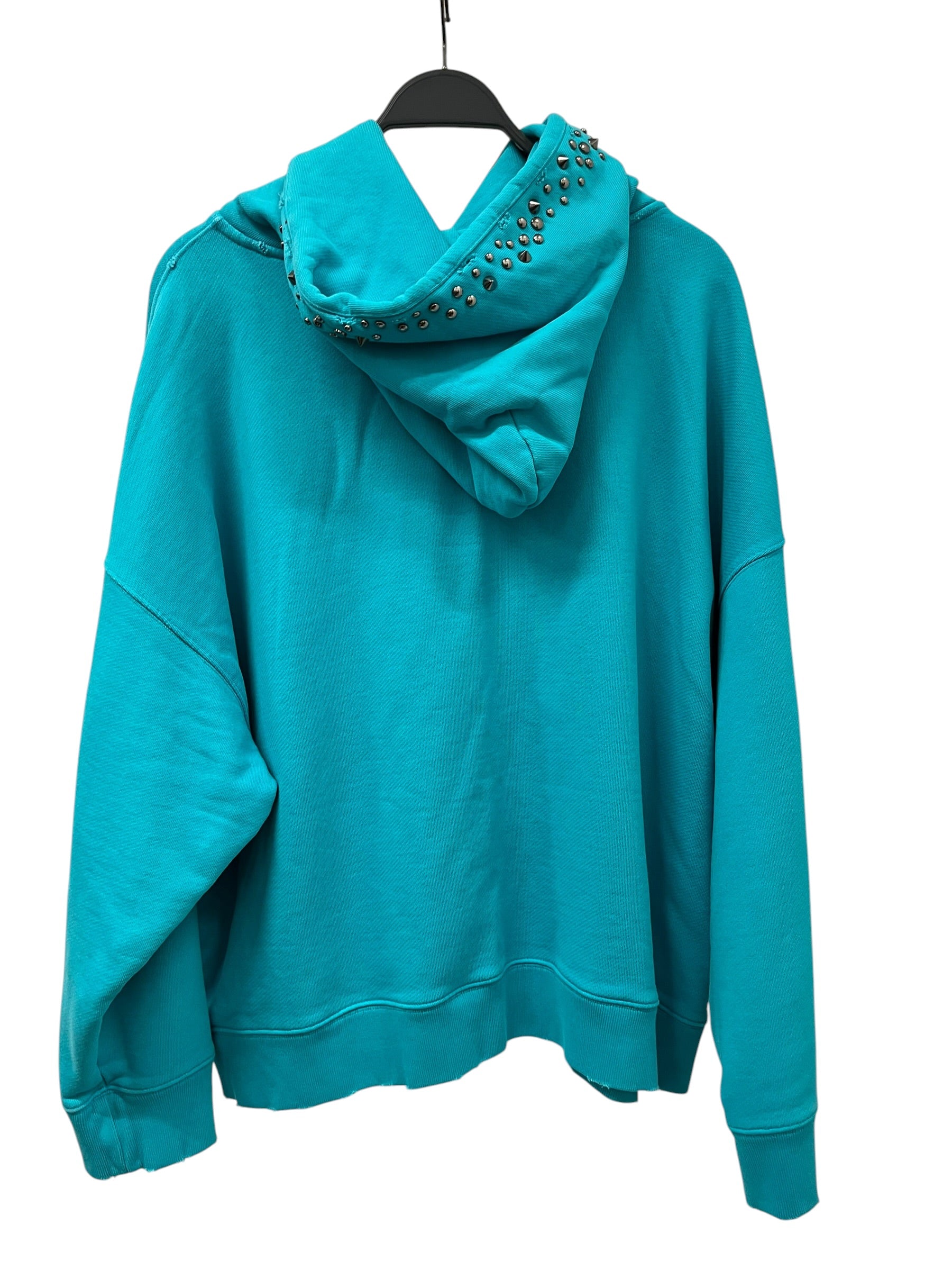 VERSACE/Hoodie/44/Cotton/BLU/LOGO PRINT STUDDED HOODIE view 2