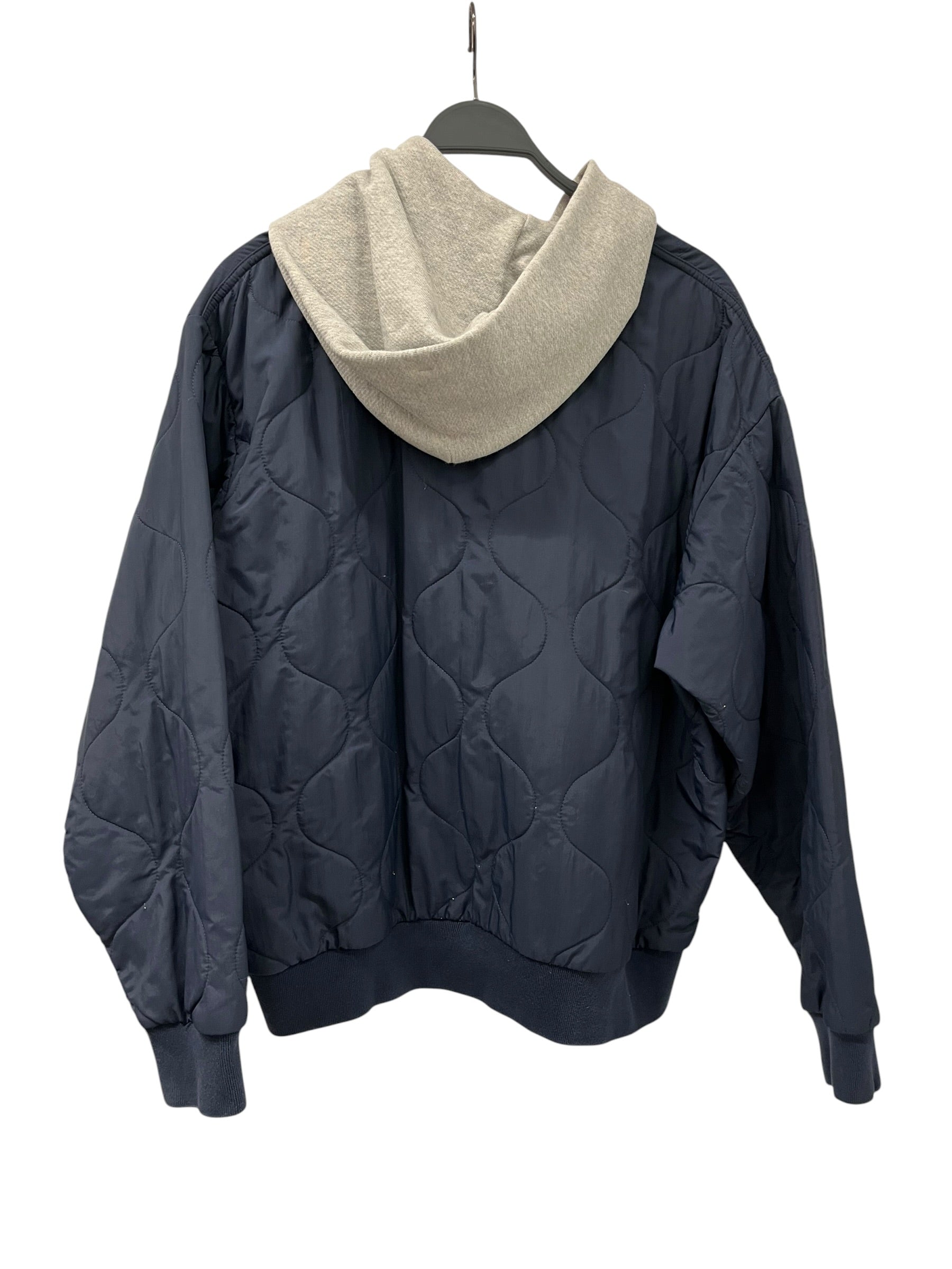 DENIM TEARS/Quilted Jkt/M/Polyester/NVY/Single Breasted/GREY HOOD, NAVY BODY view 2