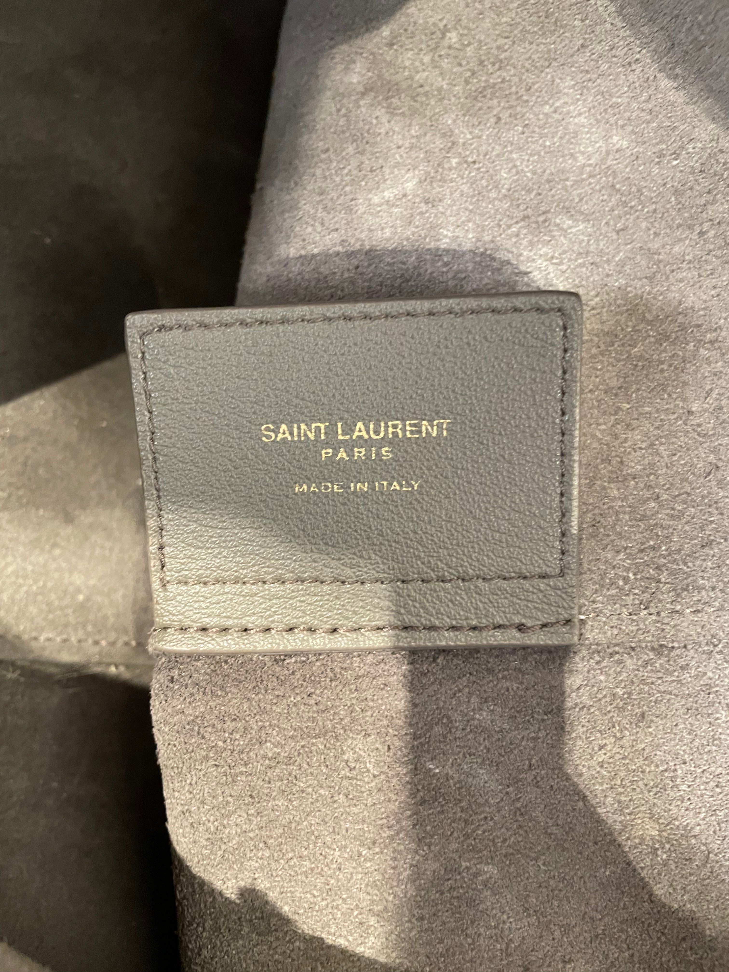 SAINT LAURENT/Tote Bag/Leather/GRY/leather large tote view 4