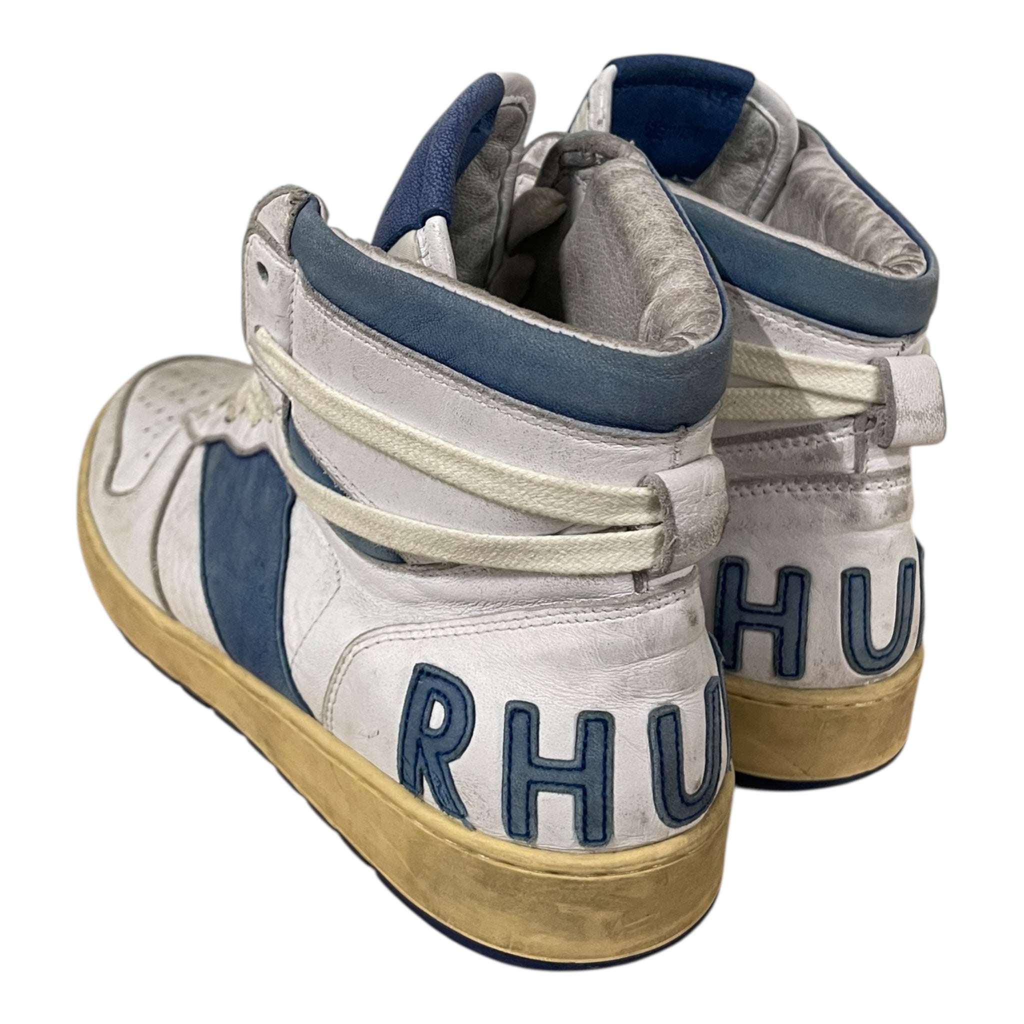 RHUDE/Hi-Sneakers/US 7/Leather/WHT/U-Tip/WHT-BLU view 2