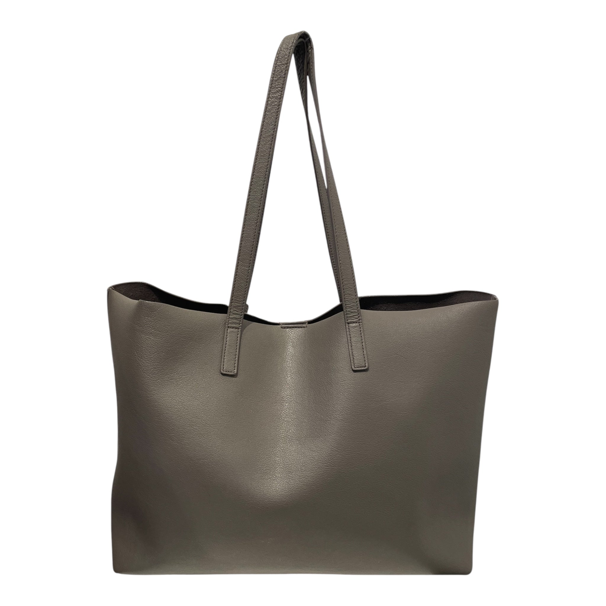 SAINT LAURENT/Tote Bag/Leather/GRY/leather large tote view 2