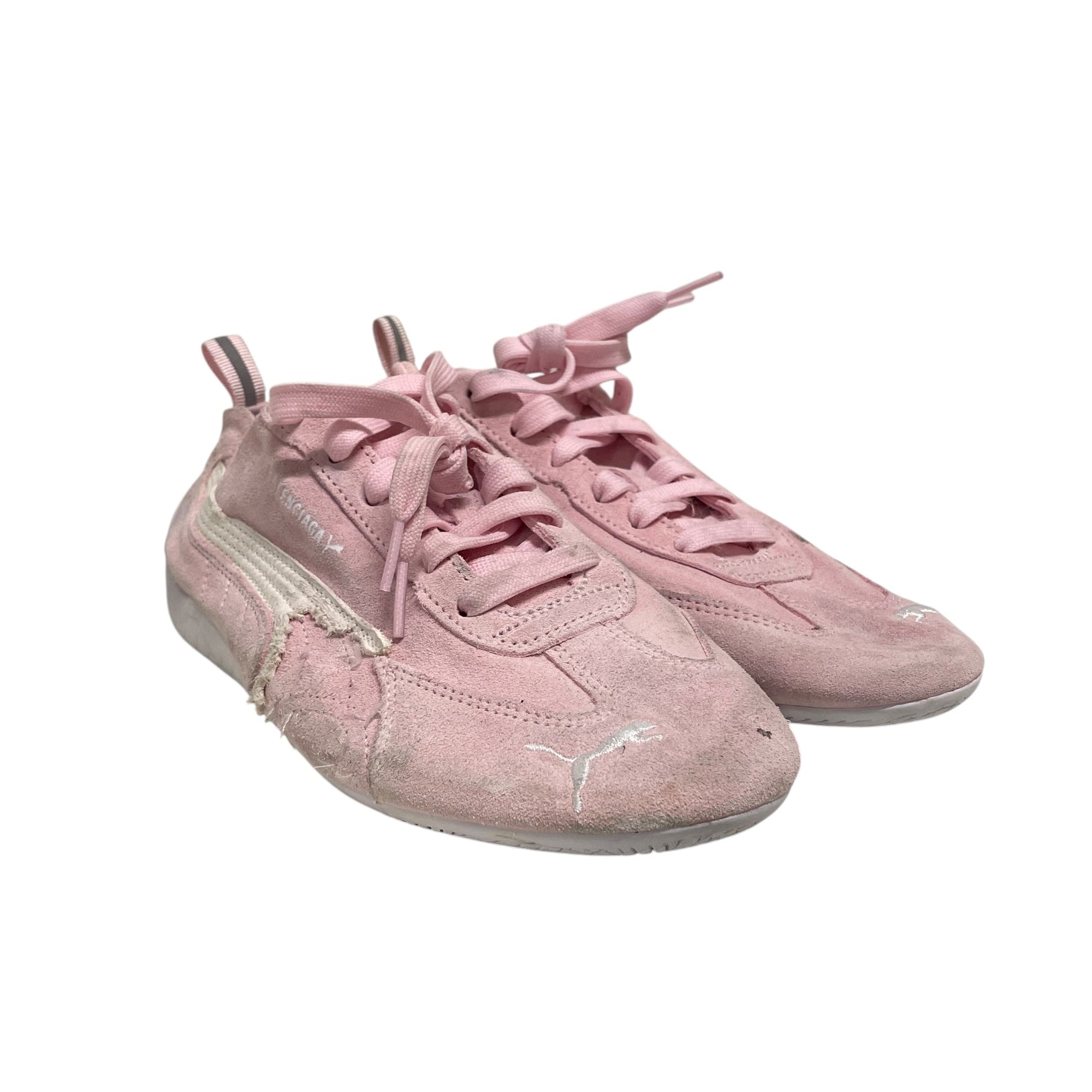 BALENCIAGA/Low-Sneakers/US 7.5/Cotton/PNK/distressed view 1