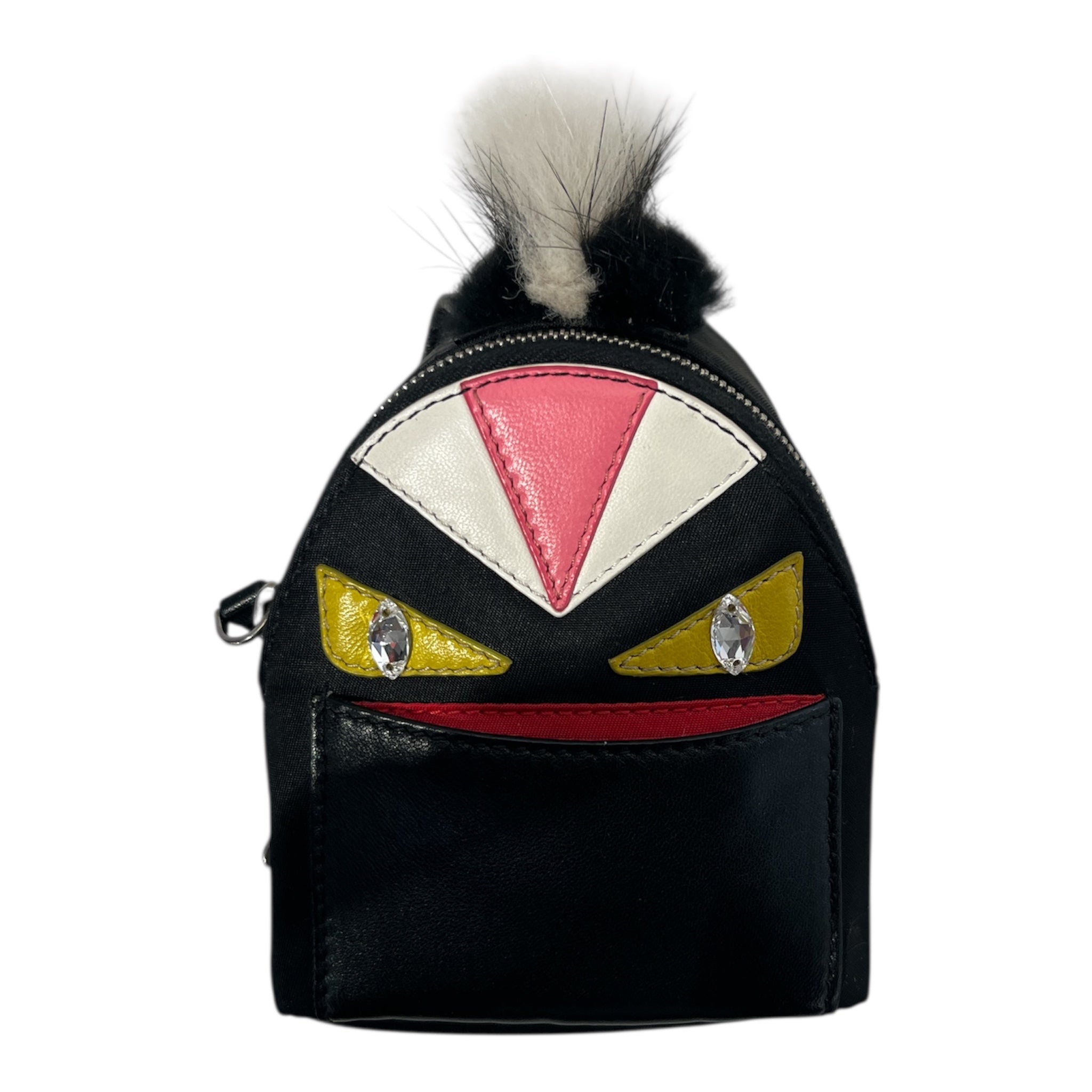 FENDI/Bag/S/Border/Leather/BLK/CHARM FOX FUR MONSTER BACK PAC view 1