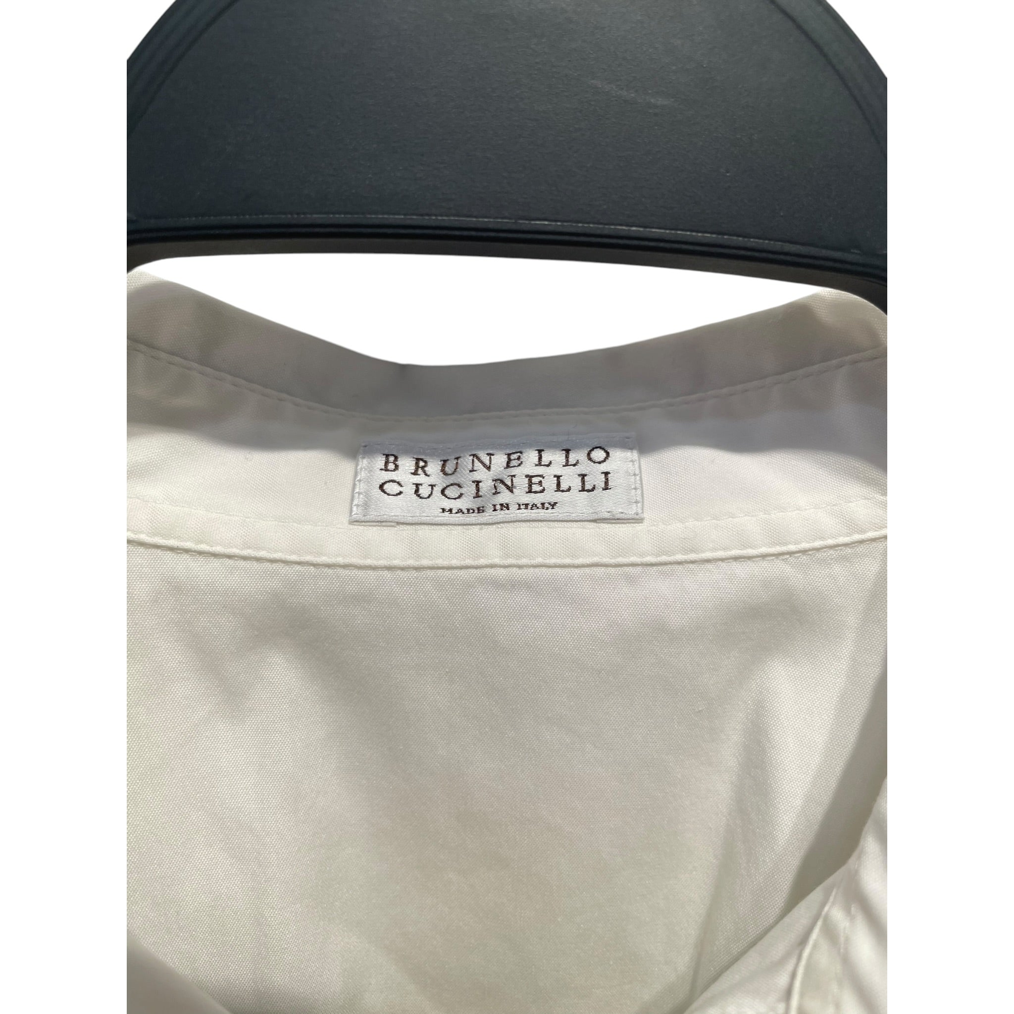 BRUNELLO CUCINELLI/LS Shirt/XS/Cotton/WHT/beading under collar view 3
