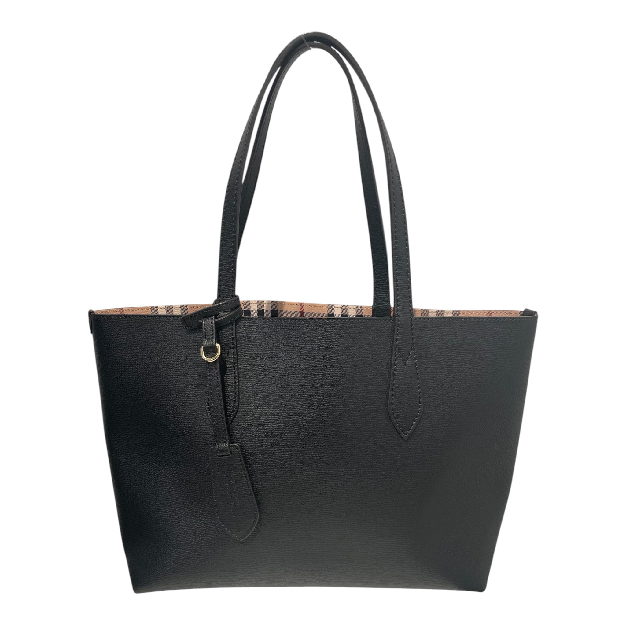 BURBERRY LONDON/Hand Bag/Leather/BLK/plaid interior reversible view 1