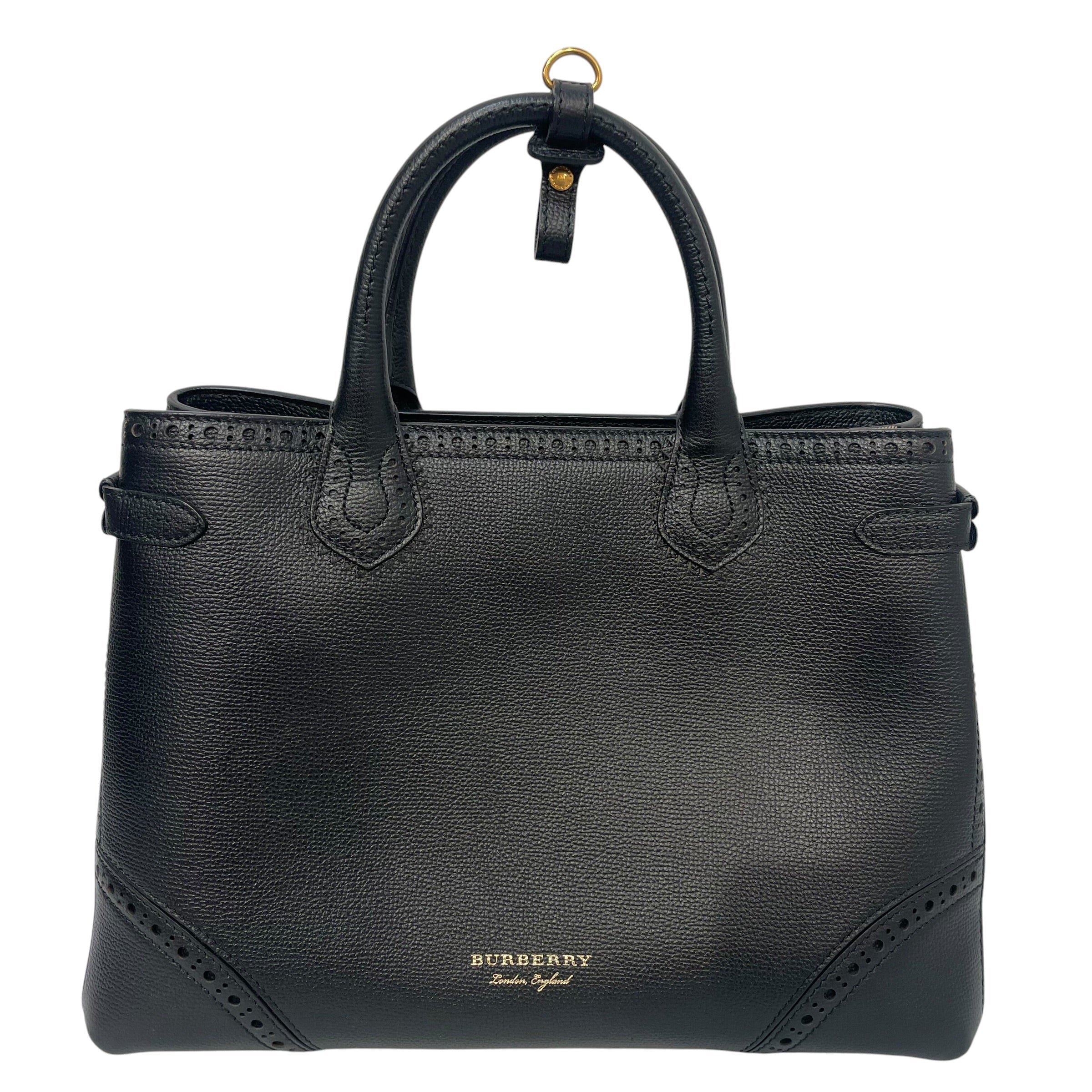 BURBERRY/Hand Bag/Leather/BLK/Brogue Banner Tote view 1
