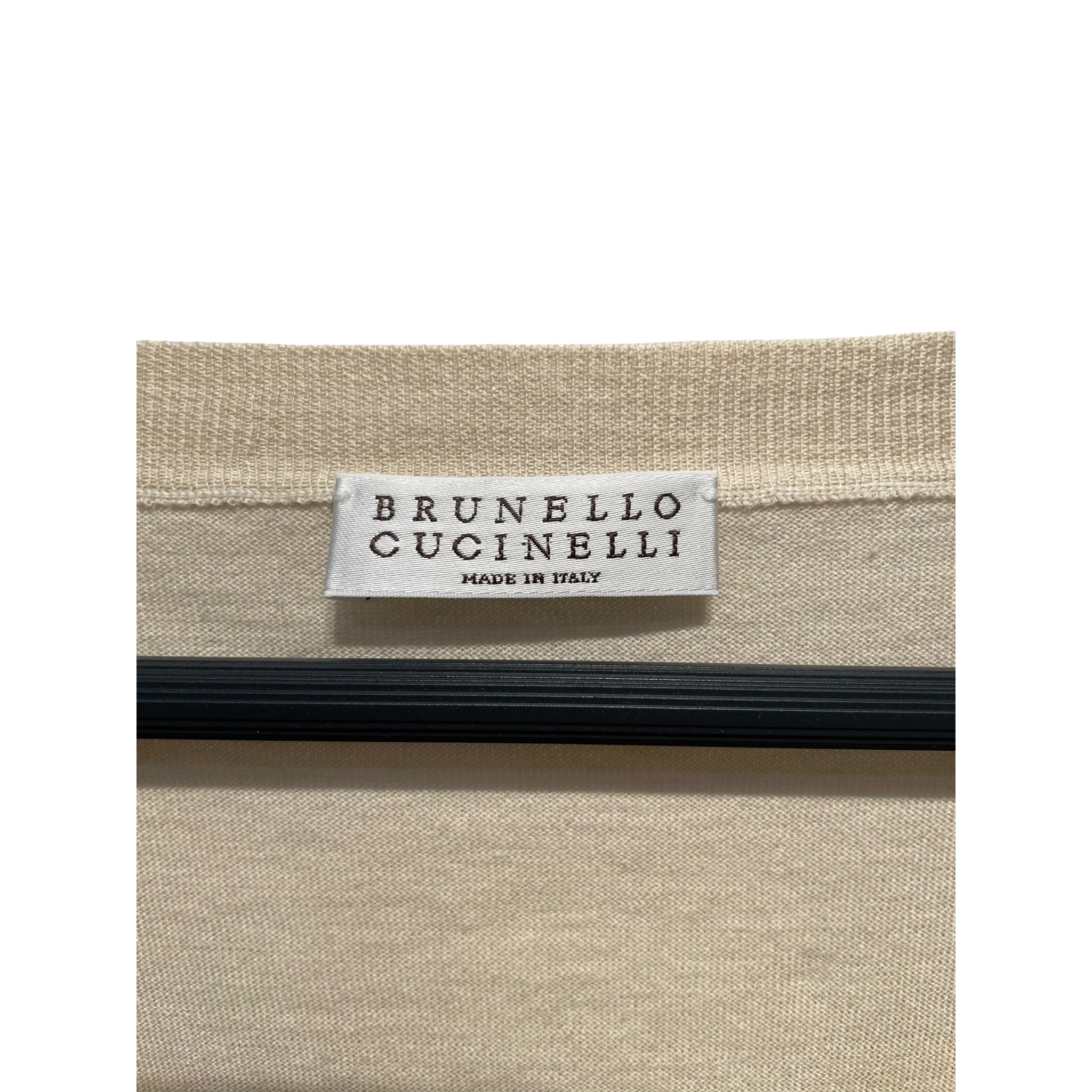 BRUNELLO CUCINELLI/Sweater/M/Cotton/BEG/three beaded stripes view 3