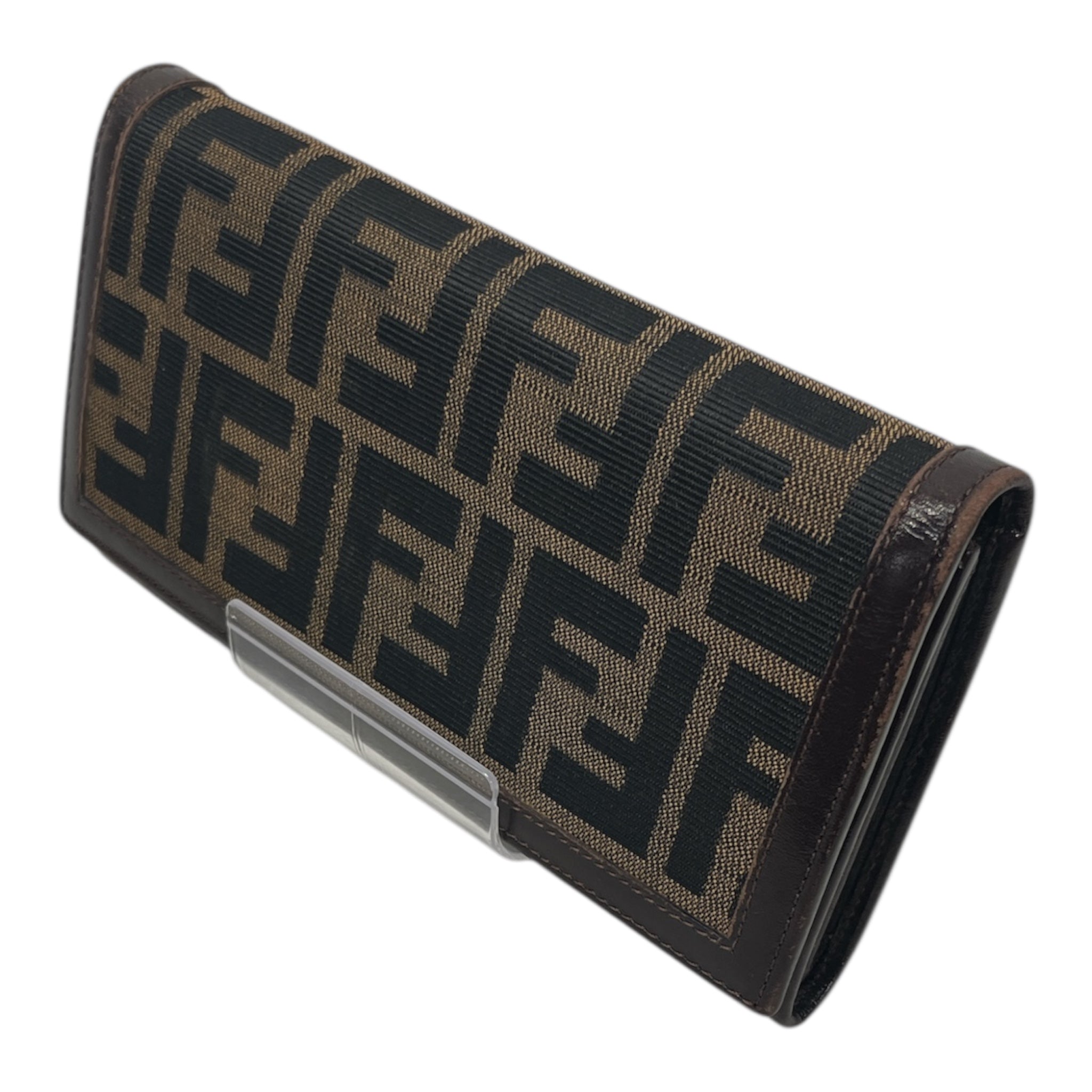 FENDI/Bifold Wallet/Monogram/Cotton/BRW/ZUCCA PATTERN LONG WALLET view 1