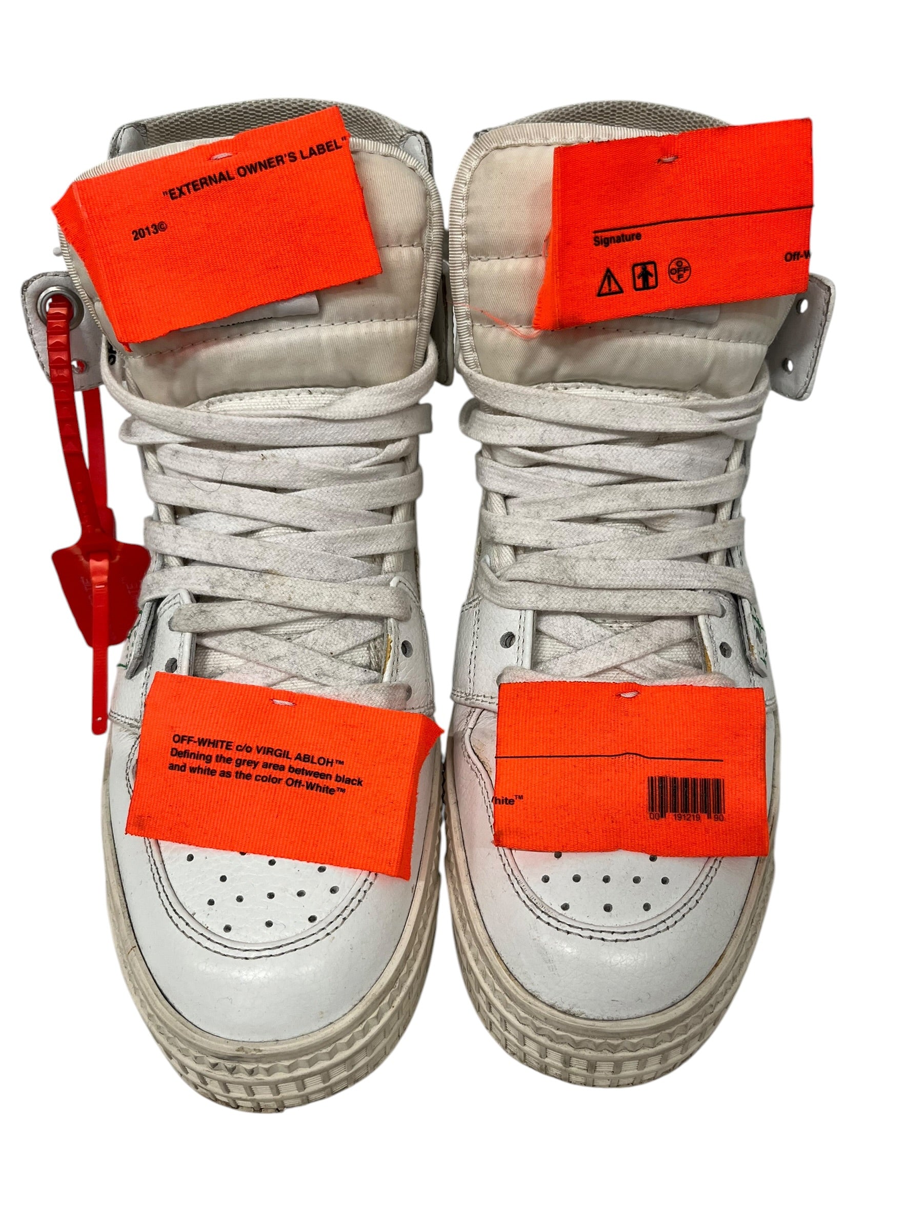 OFF-WHITE/Hi-Sneakers/EU 38/Leather/WHT/NEON ORANGE ACCENT view 4