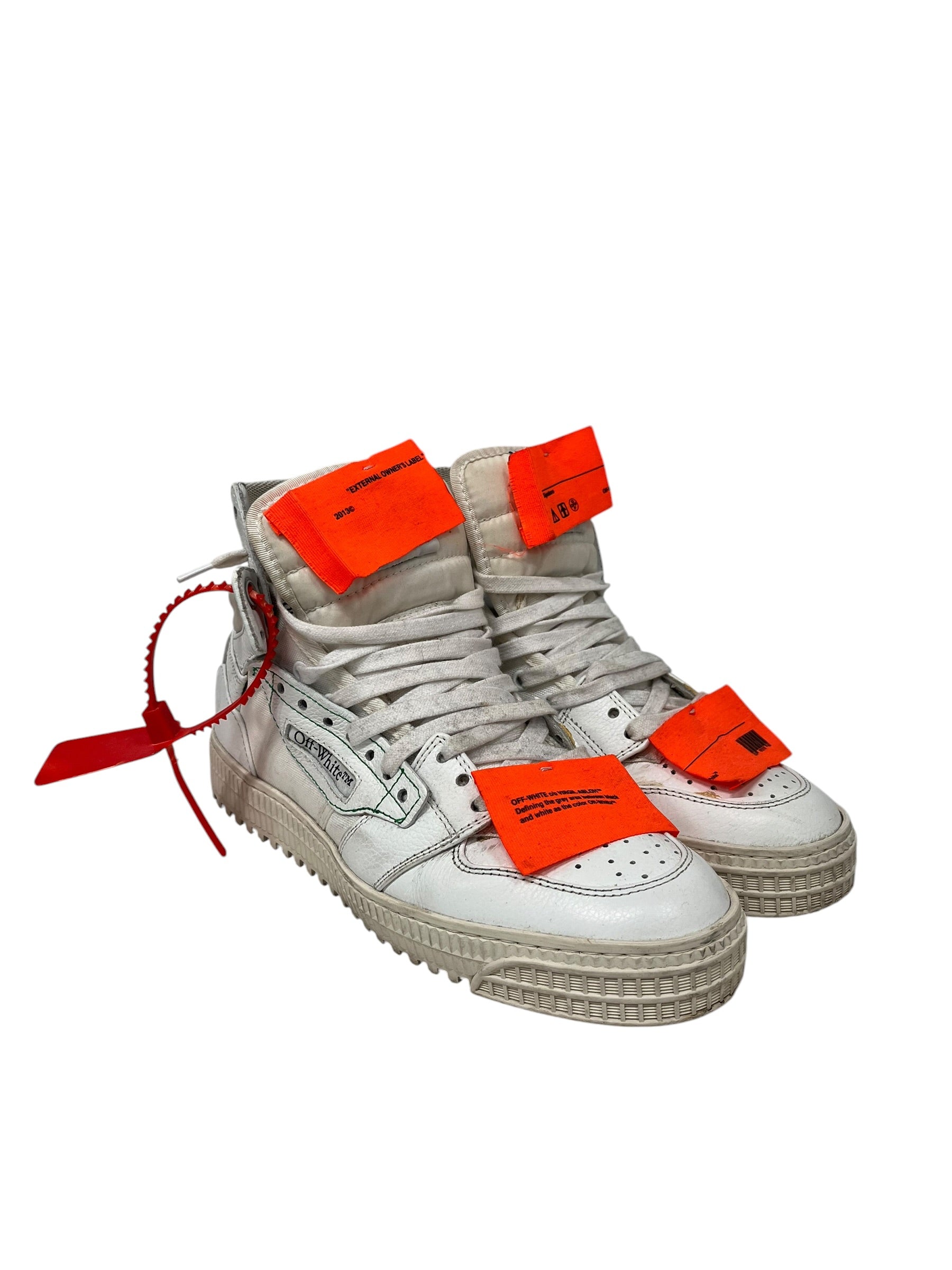 OFF-WHITE/Hi-Sneakers/EU 38/Leather/WHT/NEON ORANGE ACCENT view 1