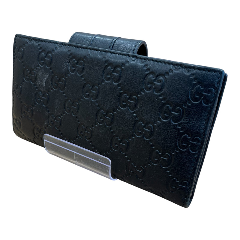 GUCCI/Long Wallet/Monogram/Leather/BLK/GUCCISSIMA MARGAUX ICON BAR