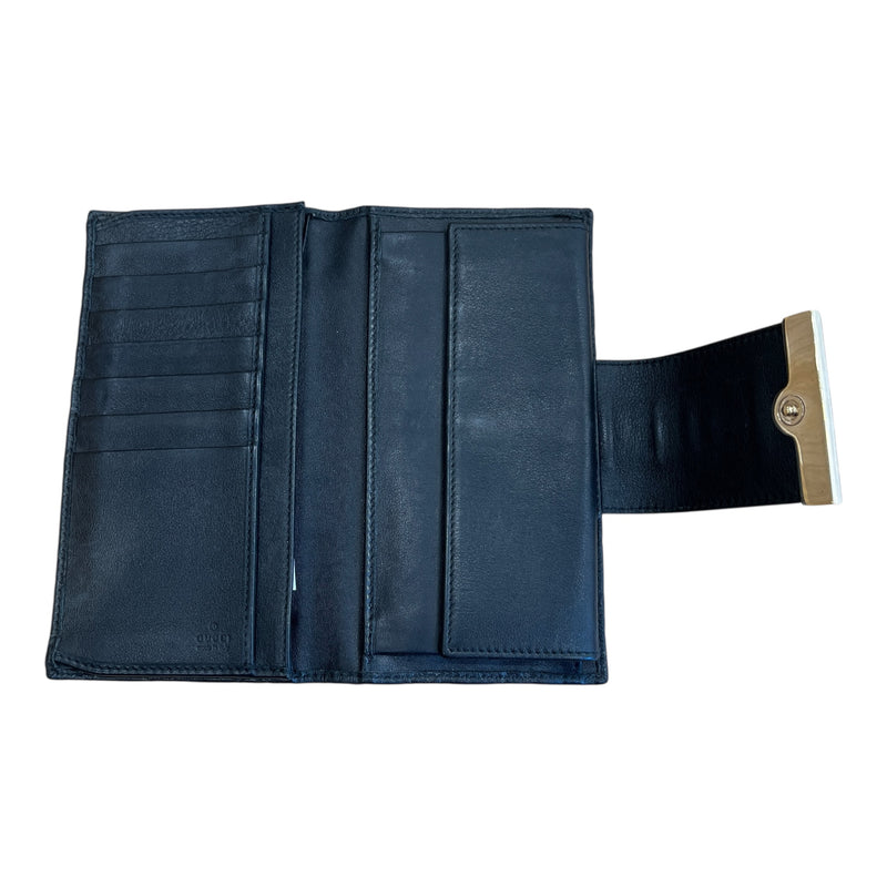 GUCCI/Long Wallet/Monogram/Leather/BLK/GUCCISSIMA MARGAUX ICON BAR
