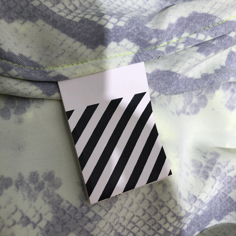 OFF-WHITE/SS Shirt/S/Polyester/GRN/Animal Pattern/snakeskin button up