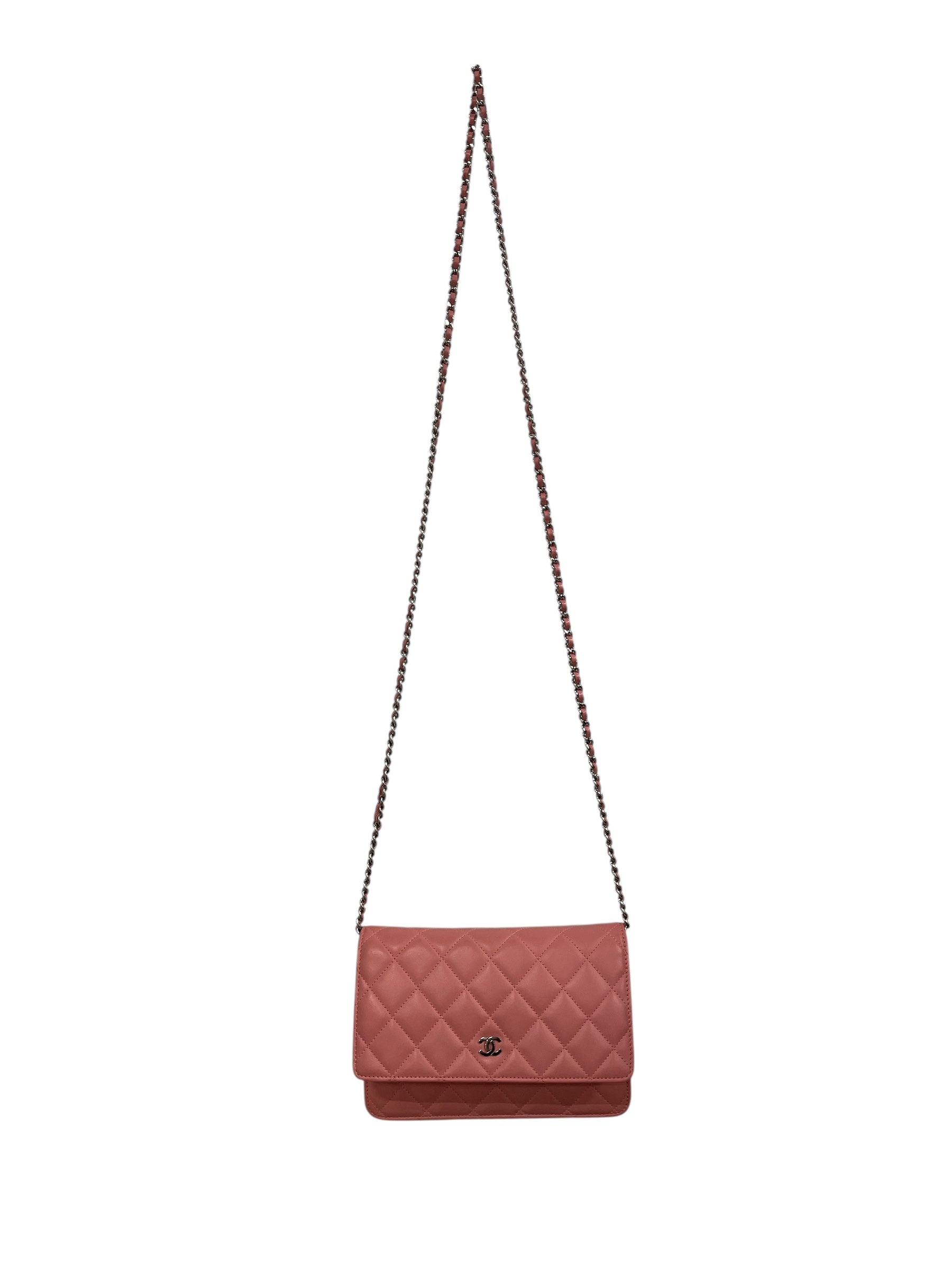 CHANEL/Cross Body Bag/Leather/PNK/QUILTED CAVIAR WALLET ON CHAIN view 1