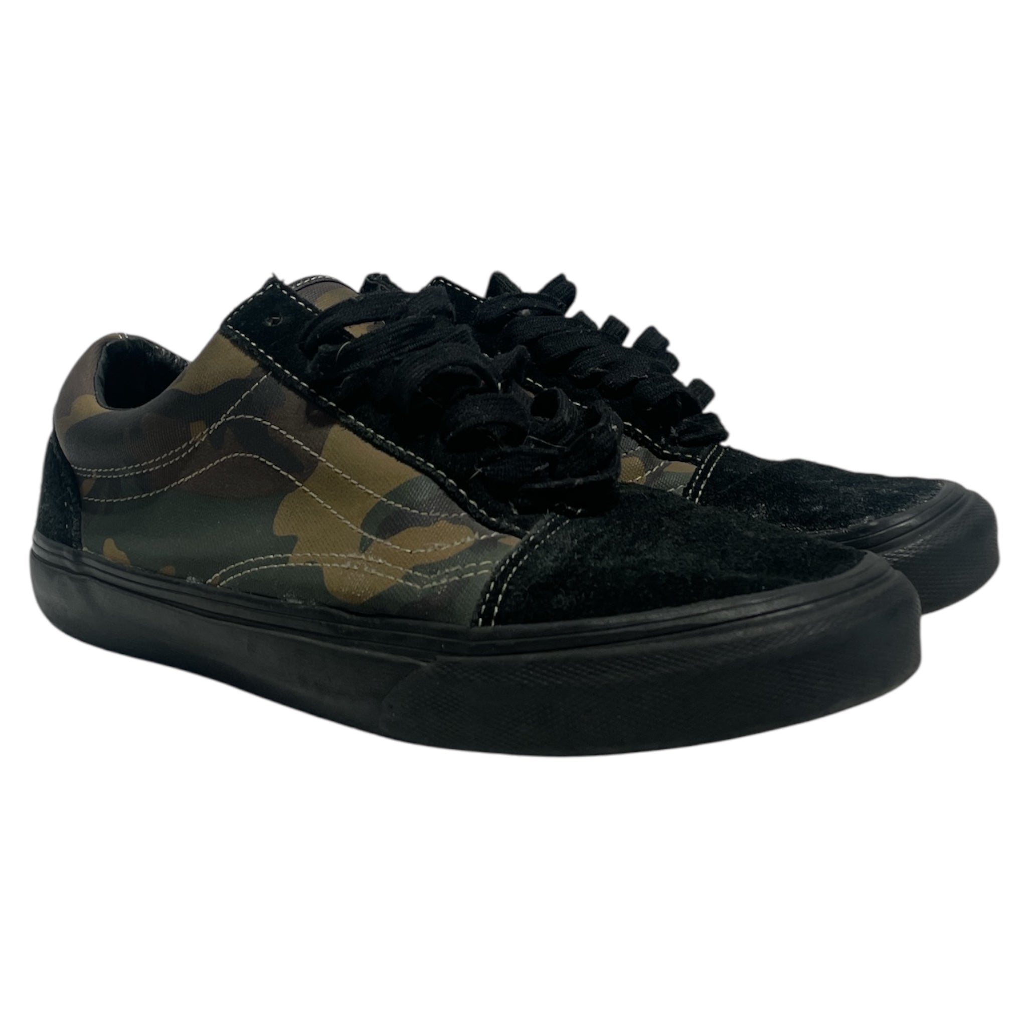 VANS/Supreme/Low-Sneakers/US 8.5/Camouflage/Suede/BLK/wodland camo old skool view 1