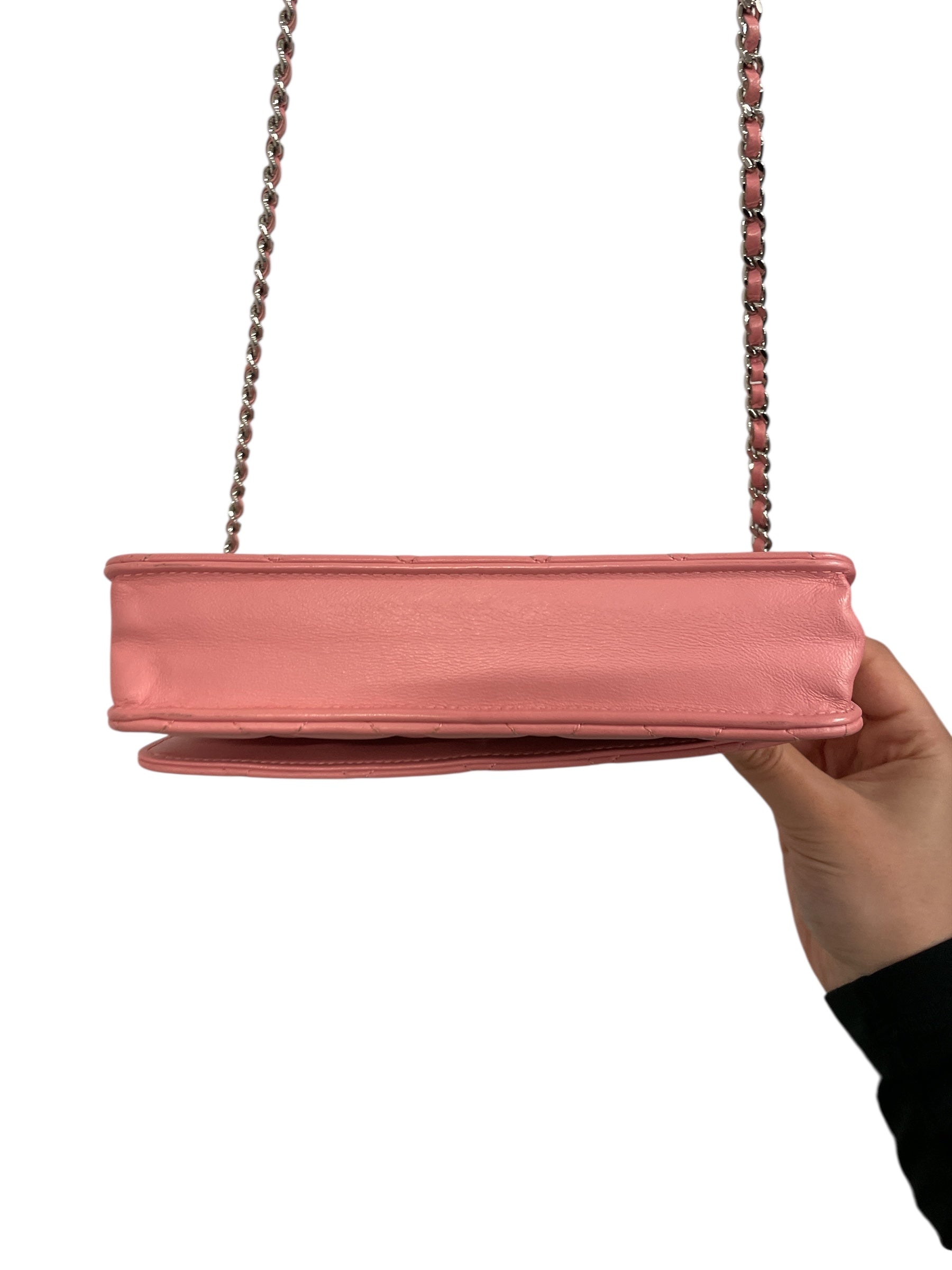 CHANEL/Cross Body Bag/Leather/PNK/QUILTED CAVIAR WALLET ON CHAIN view 3