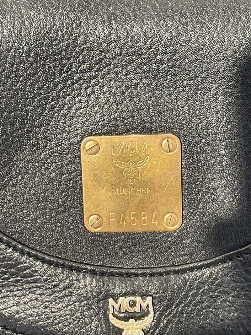 MCM/Backpack/M/Leather/BLK/