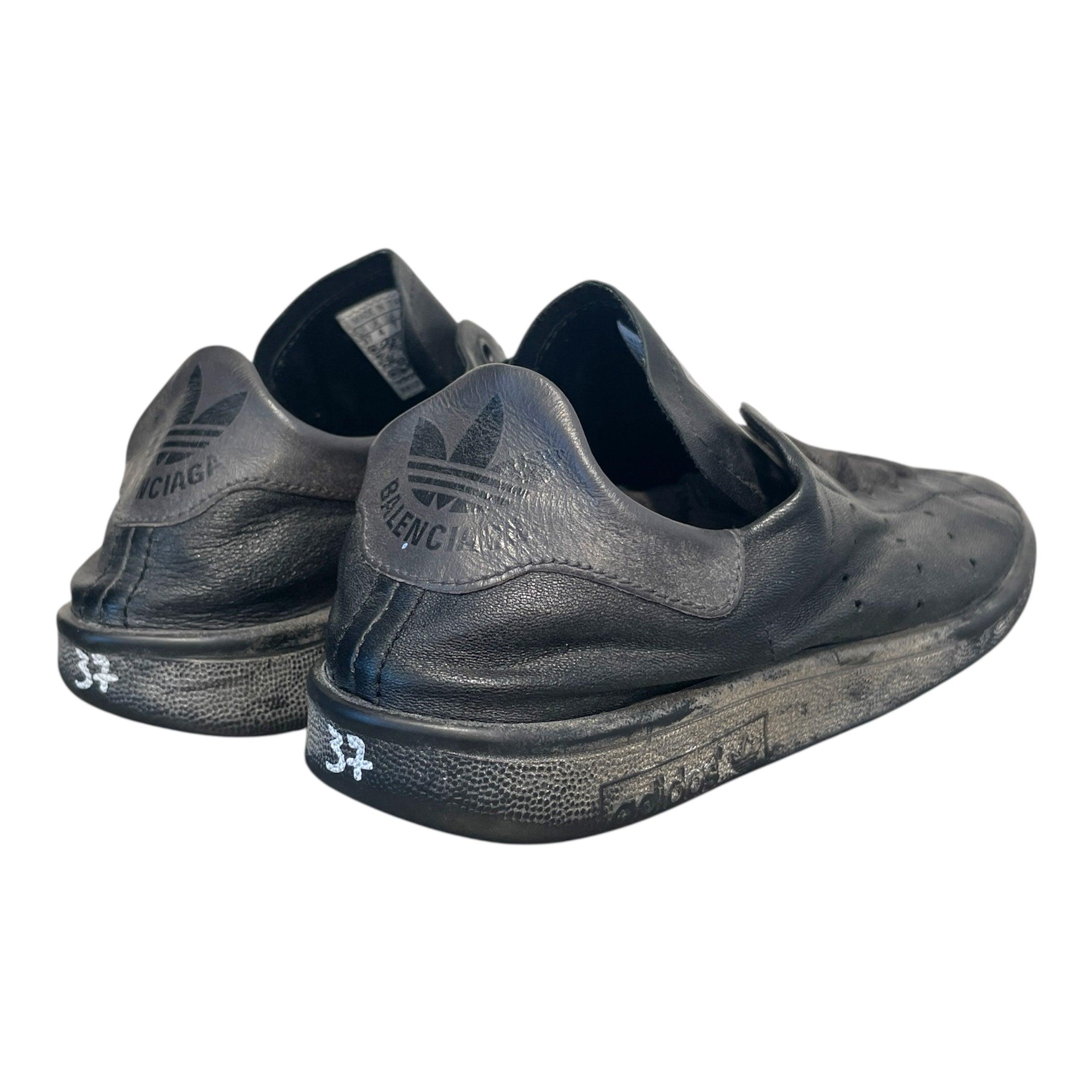 adidas/BALENCIAGA/Low-Sneakers/US 7/Leather/BLK/Stan Smith 'Worn Out Black' view 2