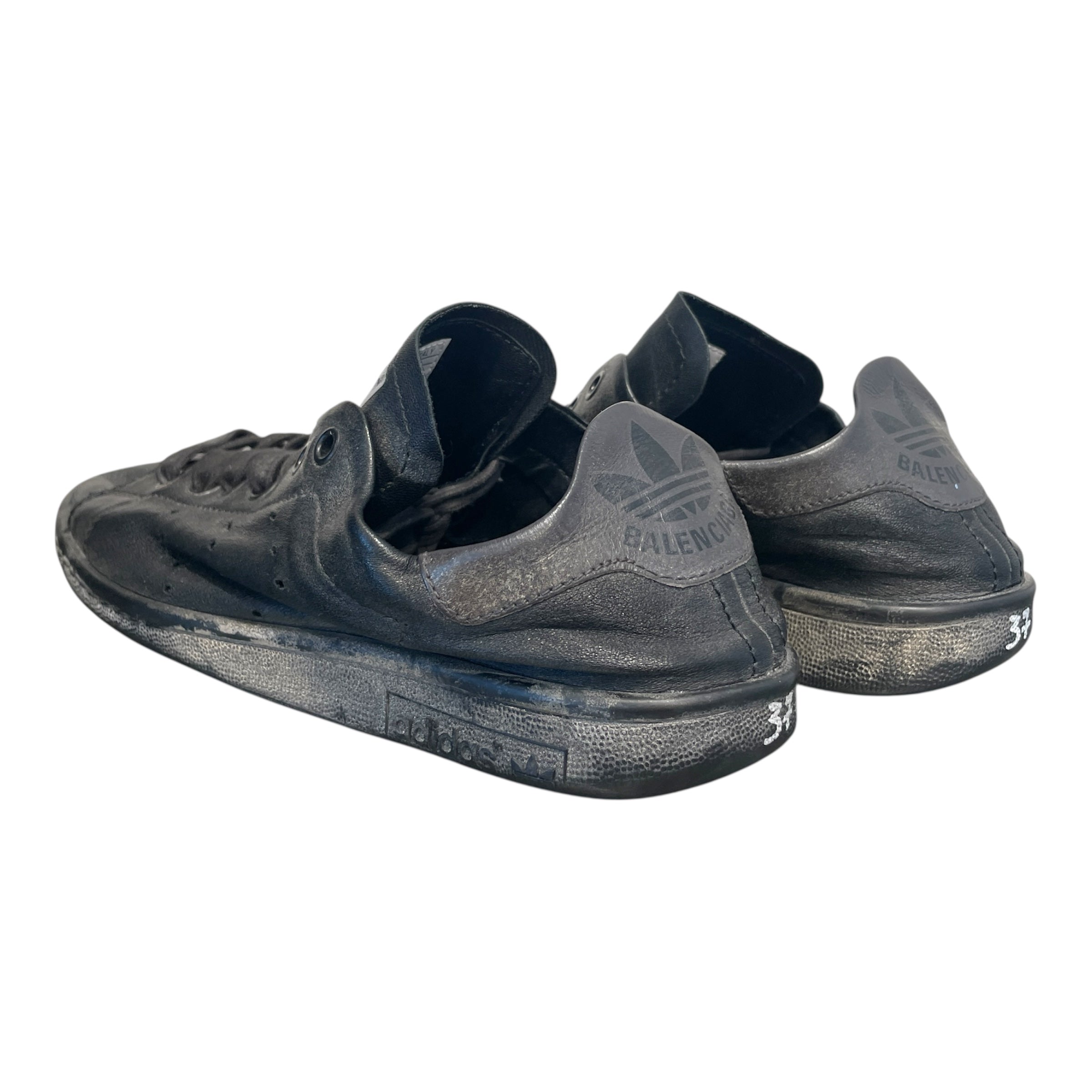 adidas/BALENCIAGA/Low-Sneakers/US 7/Leather/BLK/Stan Smith 'Worn Out Black' view 3
