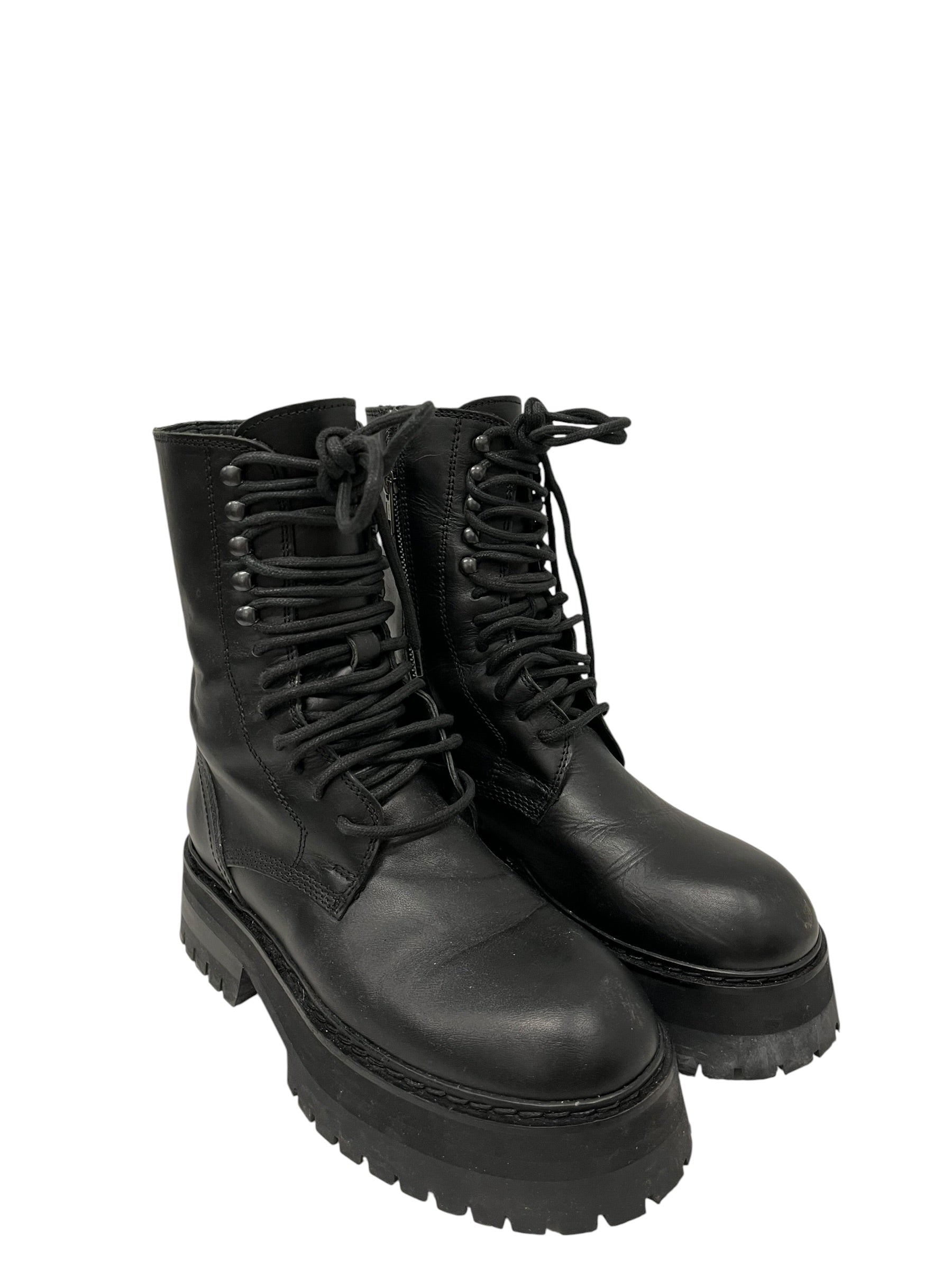 ANN DEMEULEMEESTER/Lace Up Boots/EU 36/Leather/BLK/PLATFORM LEATHER BOOT view 1