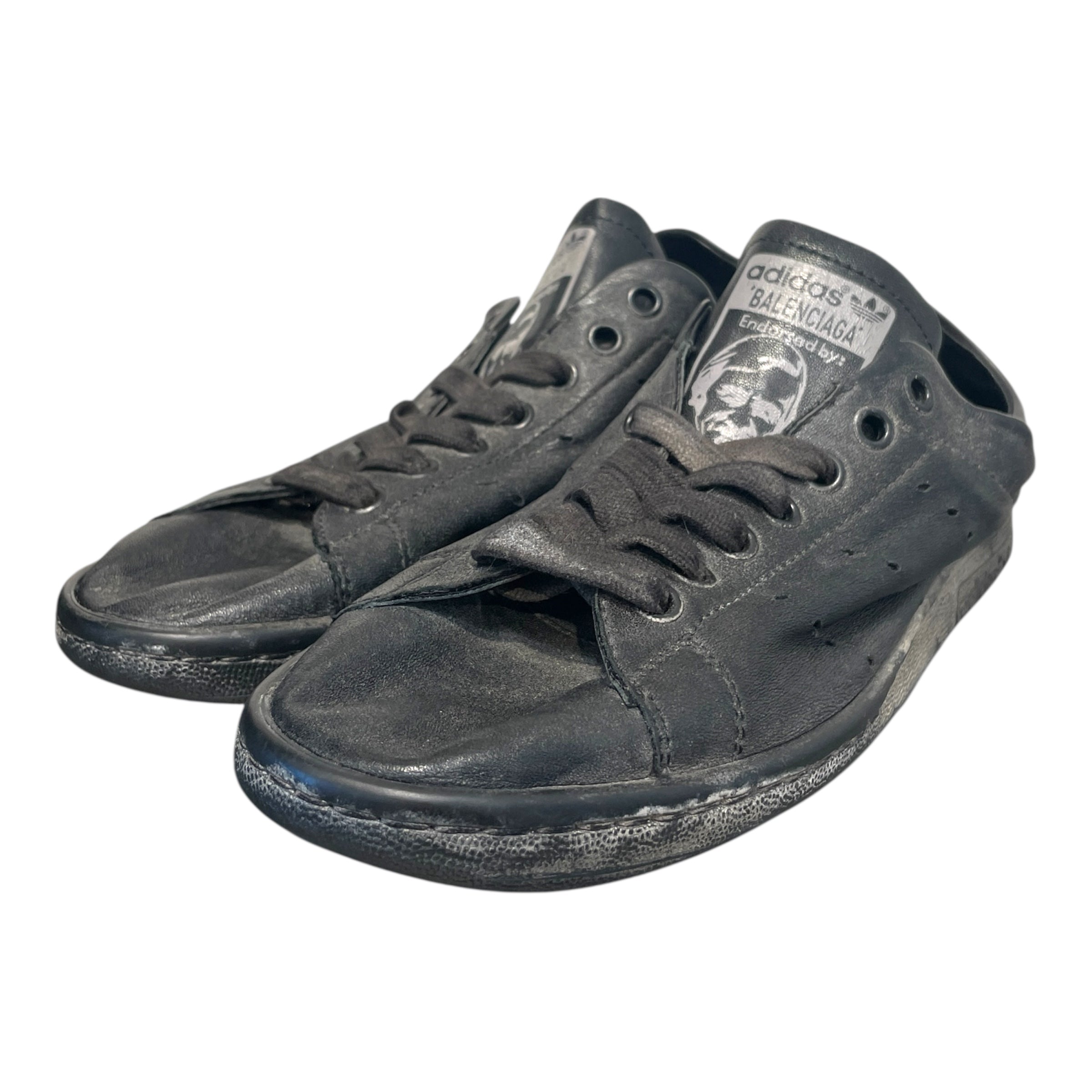 adidas/BALENCIAGA/Low-Sneakers/US 7/Leather/BLK/Stan Smith 'Worn Out Black' view 4