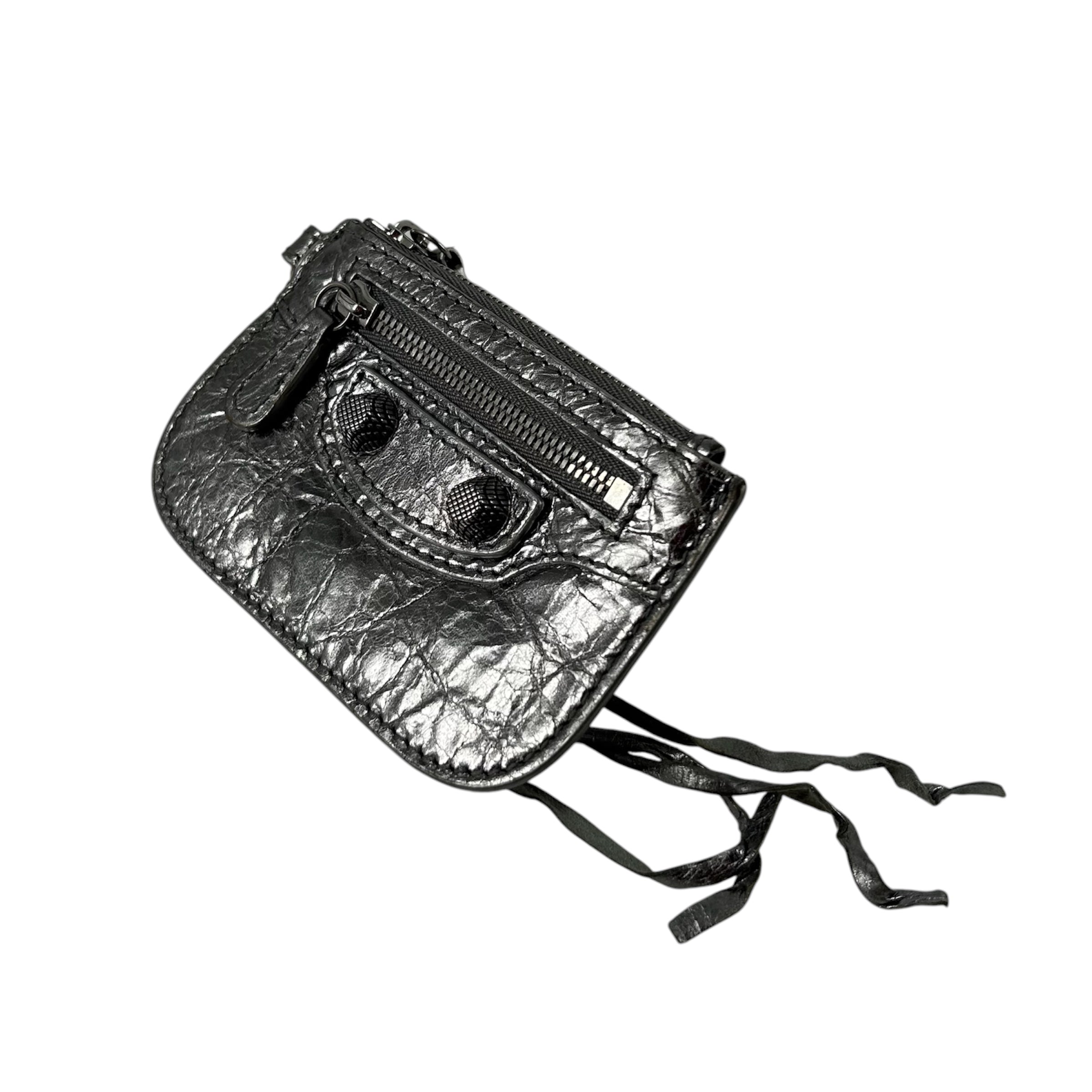BALENCIAGA/Coin Wallet/Leather/SLV/Silver Cagole Coin Pouch view 1