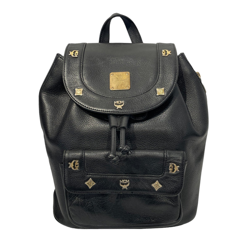 MCM/Backpack/M/Leather/BLK/