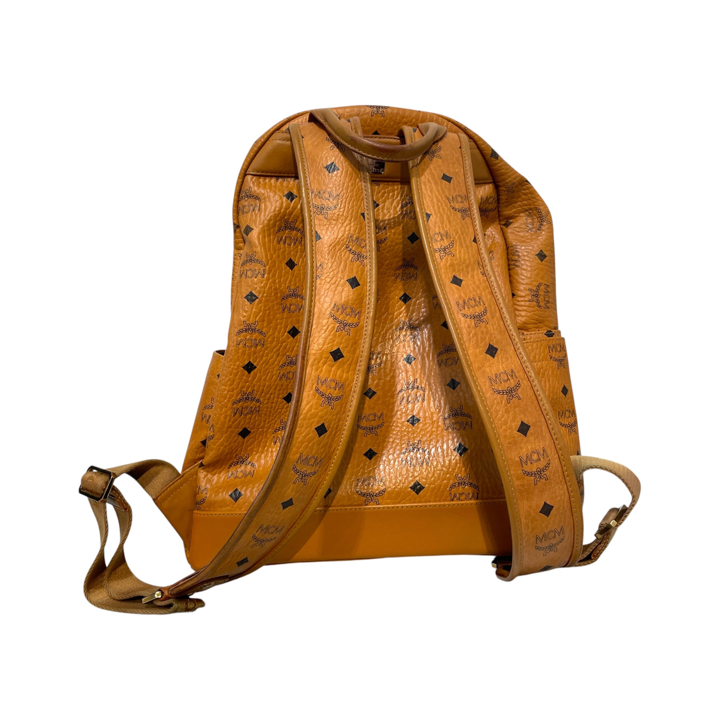 MCM/Backpack/Monogram/Leather/BRW/Stark Logo Stripe Backpack Red view 3