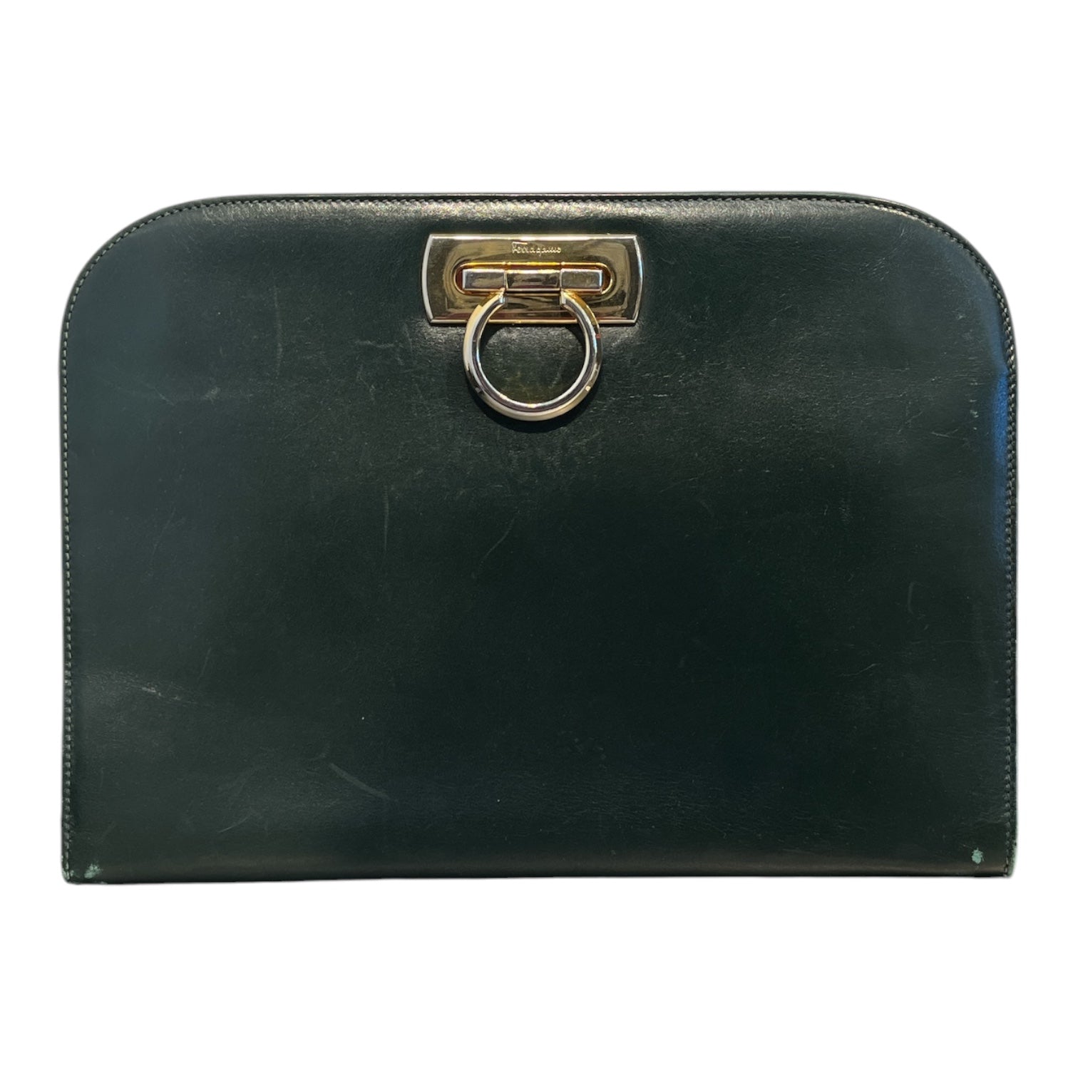 Salvatore Ferragamo/Clutch Bag/Leather/GRN/gancini 2way gold chain strap view 1