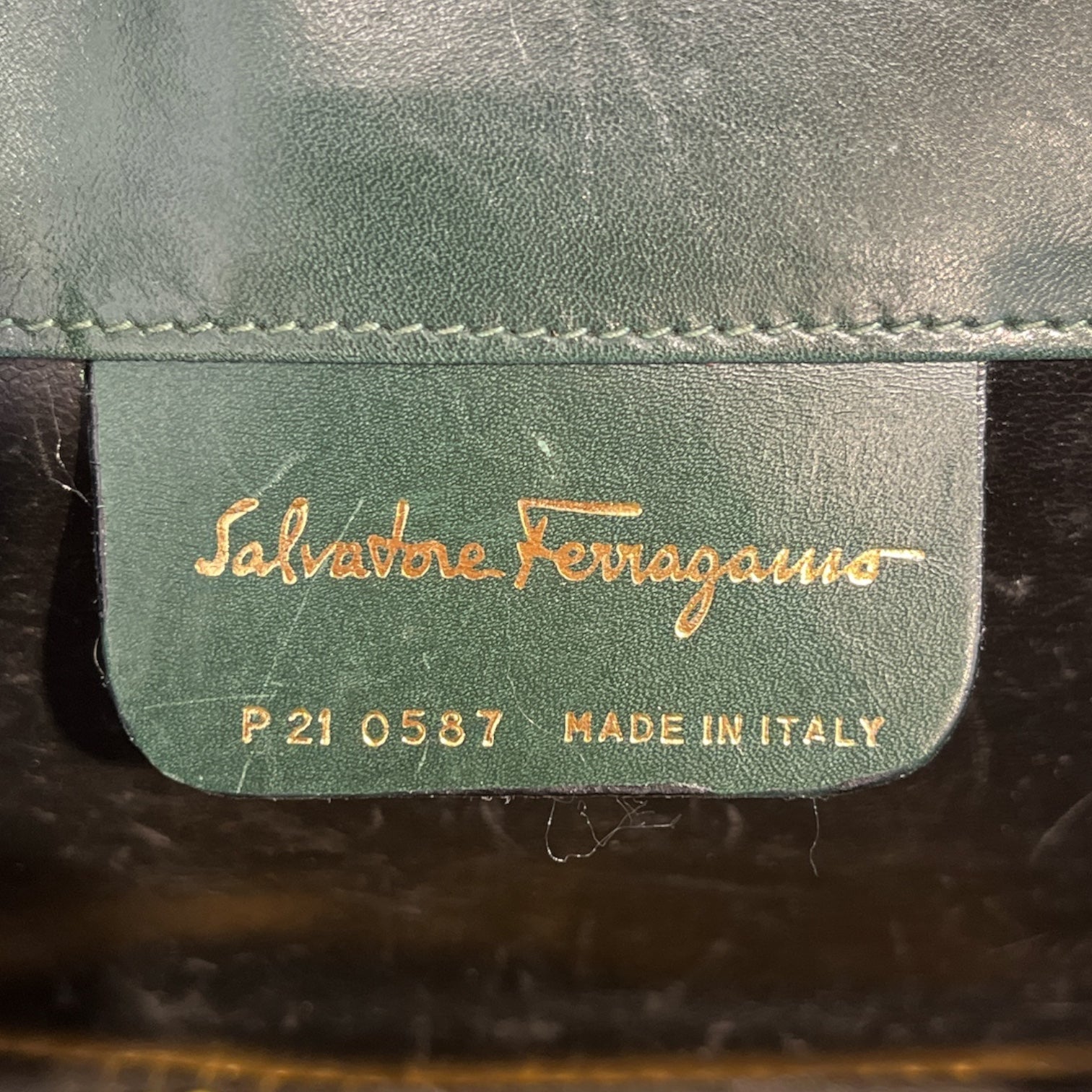 Salvatore Ferragamo/Clutch Bag/Leather/GRN/gancini 2way gold chain strap view 5