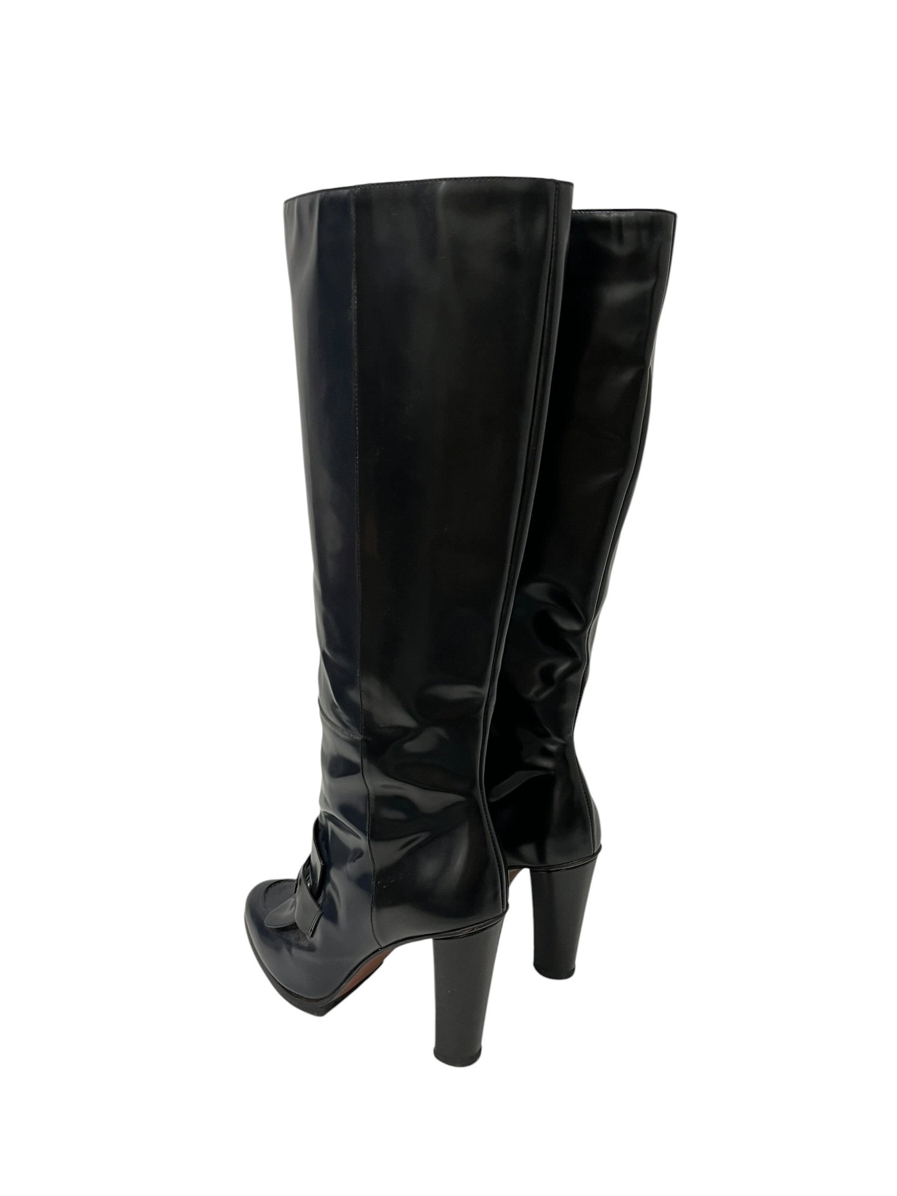 BALENCIAGA/Boots/EU 38.5/Leather/NVY/Patent/PATENT PENNY LOAFER BOOT view 2