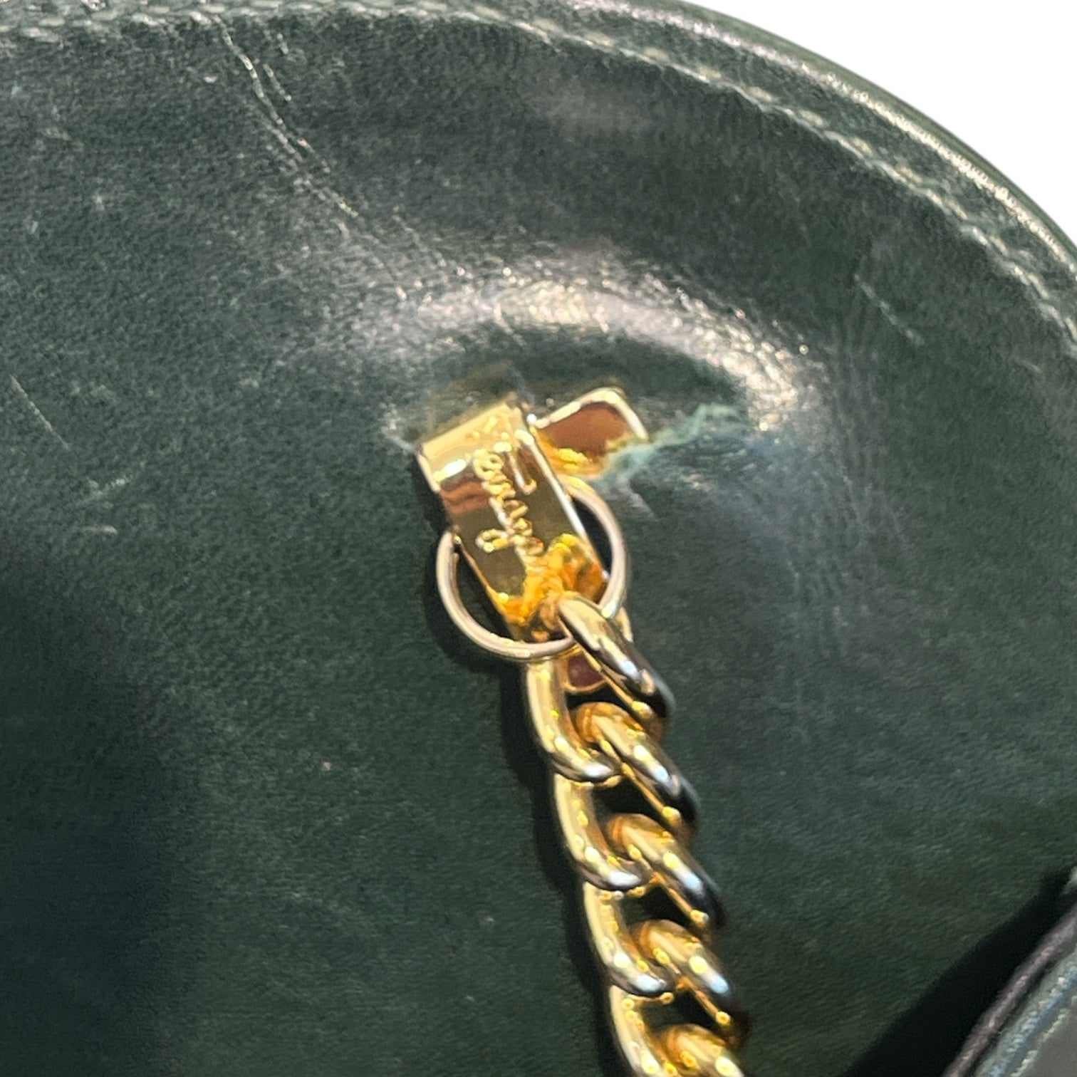 Salvatore Ferragamo/Clutch Bag/Leather/GRN/gancini 2way gold chain strap view 7