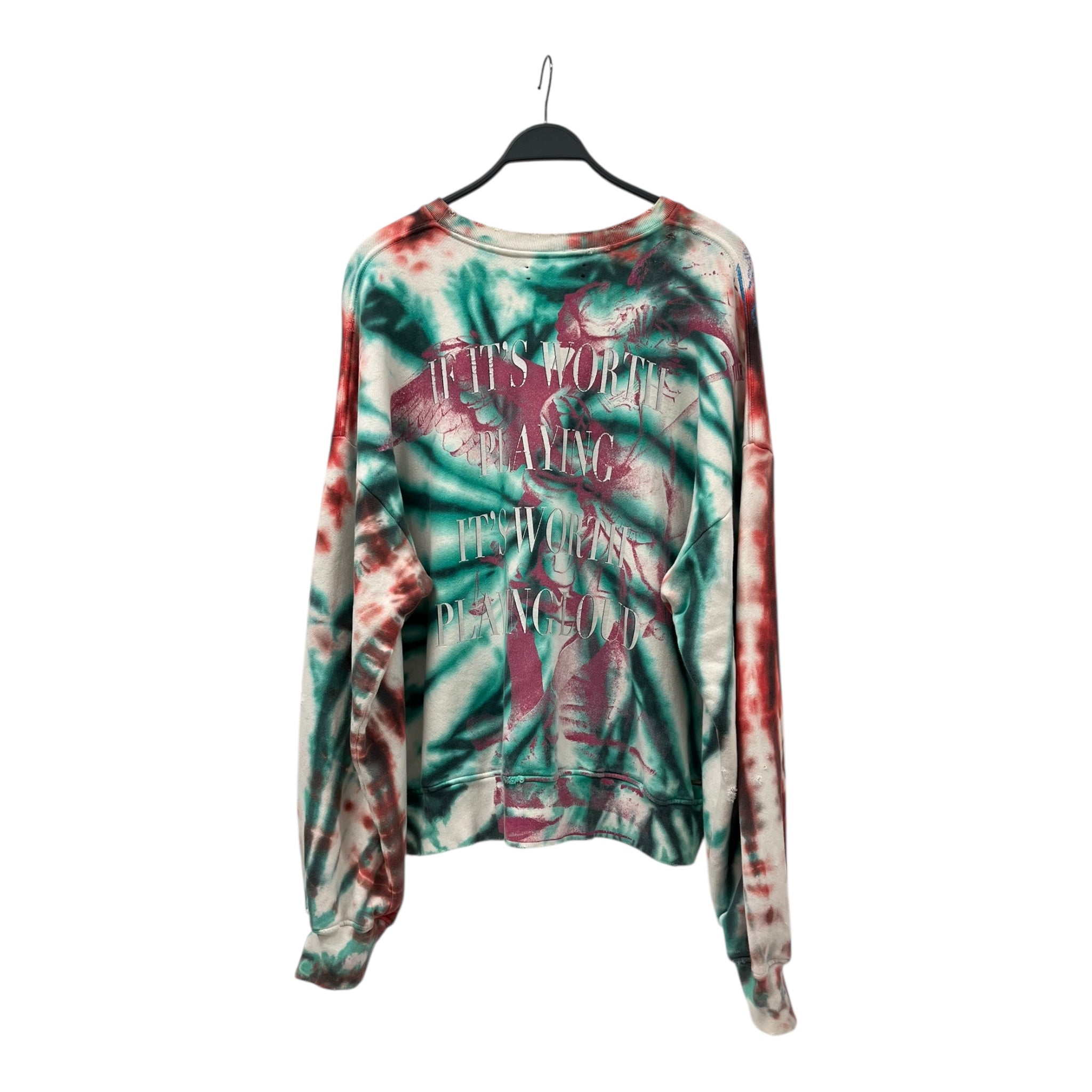 AMIRI/Heavy Sweater/M/All Over Print/Cotton/MLT/TIE DYE SKULL LOGO CREW view 2