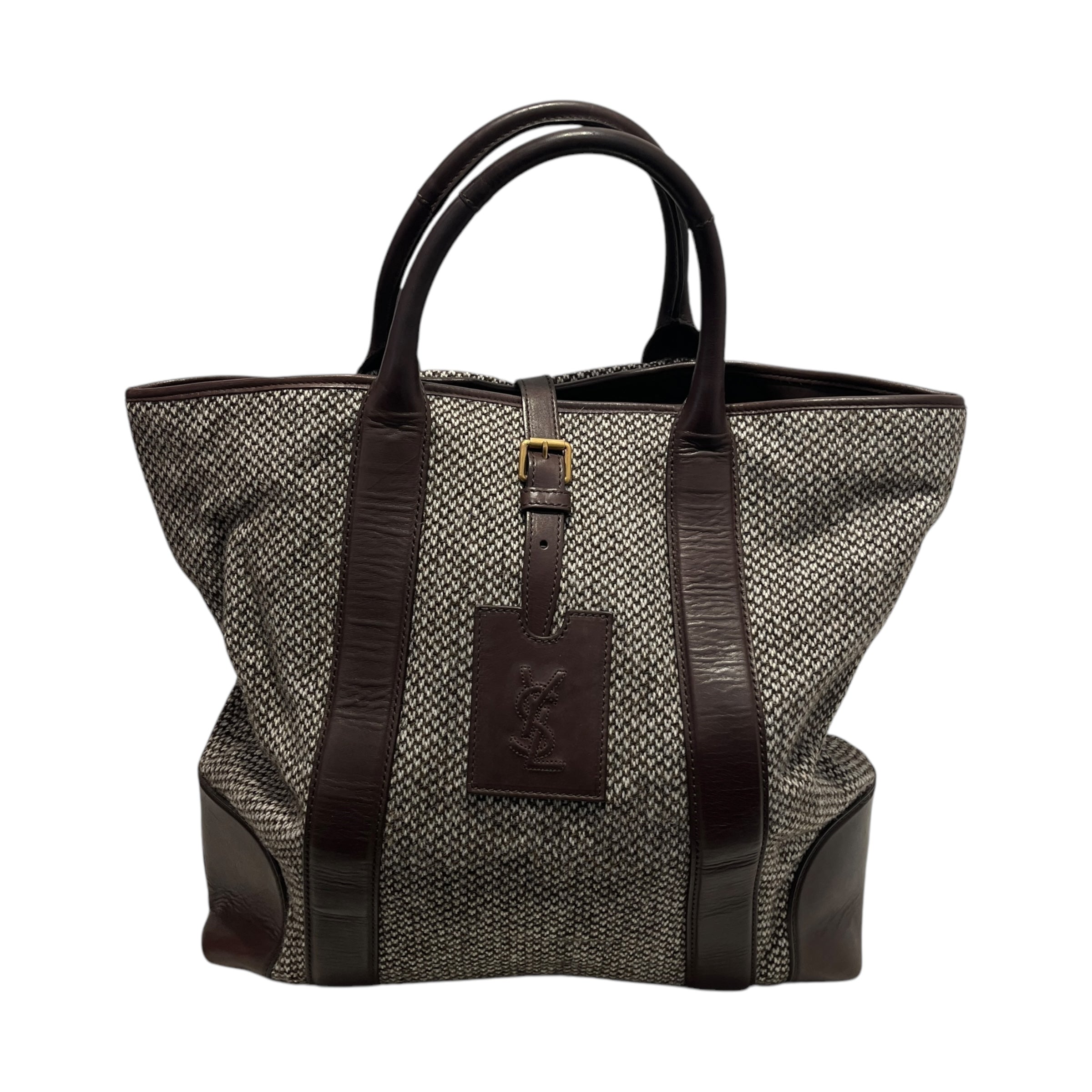 SAINT LAURENT/Tote Bag/All Over Print/Wool/BRW/tweed large tote view 1