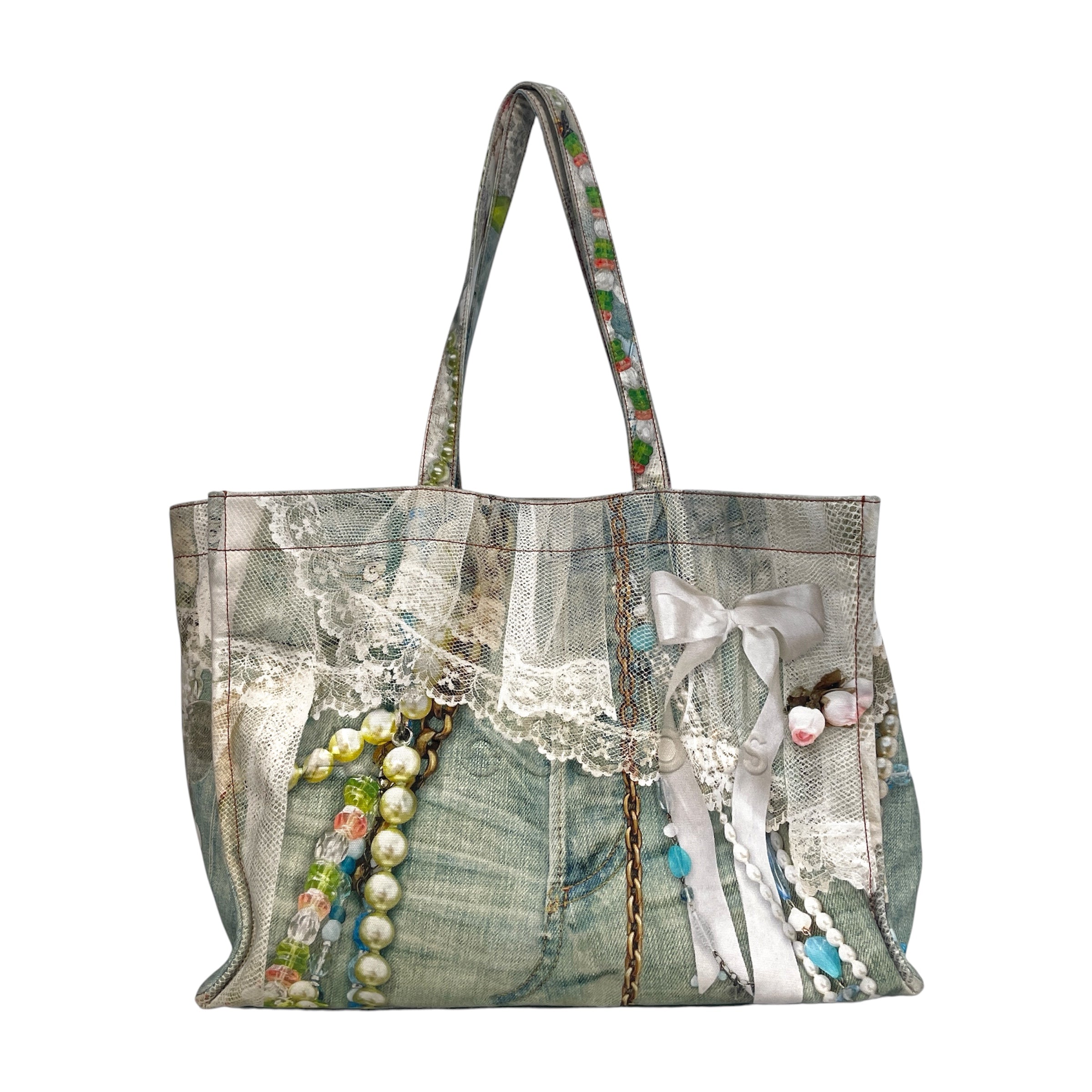 Acne Studios/Tote Bag/All Over Print/Cotton/MLT/Trompe L'oeil Denim Effect view 1