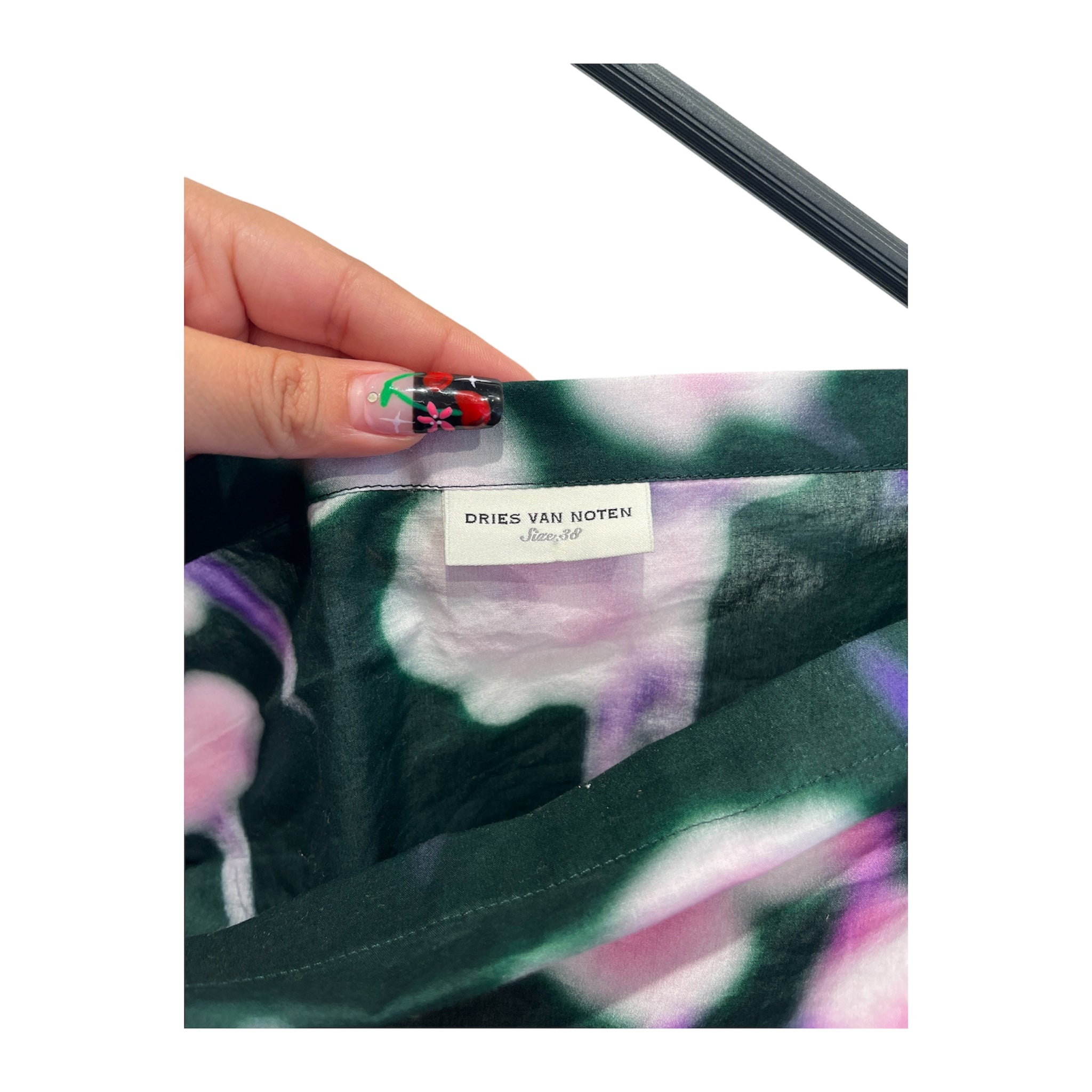 DRIES VAN NOTEN/SL Blouse/38/All Over Print/Cotton/GRN/Gather/ view 3