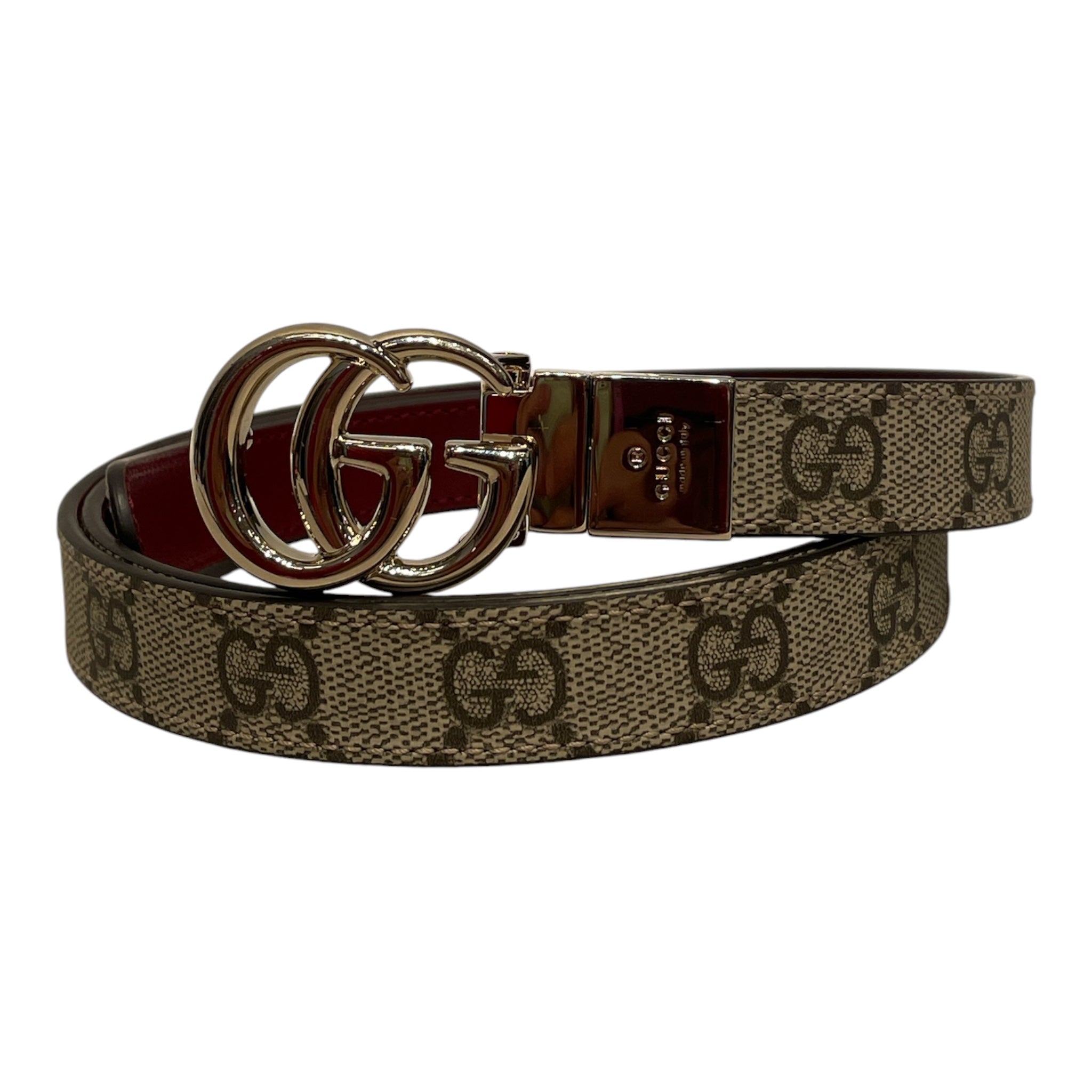 GUCCI/Belt/Monogram/Leather/KHK/L's/40 RED REVERSIBLE view 1
