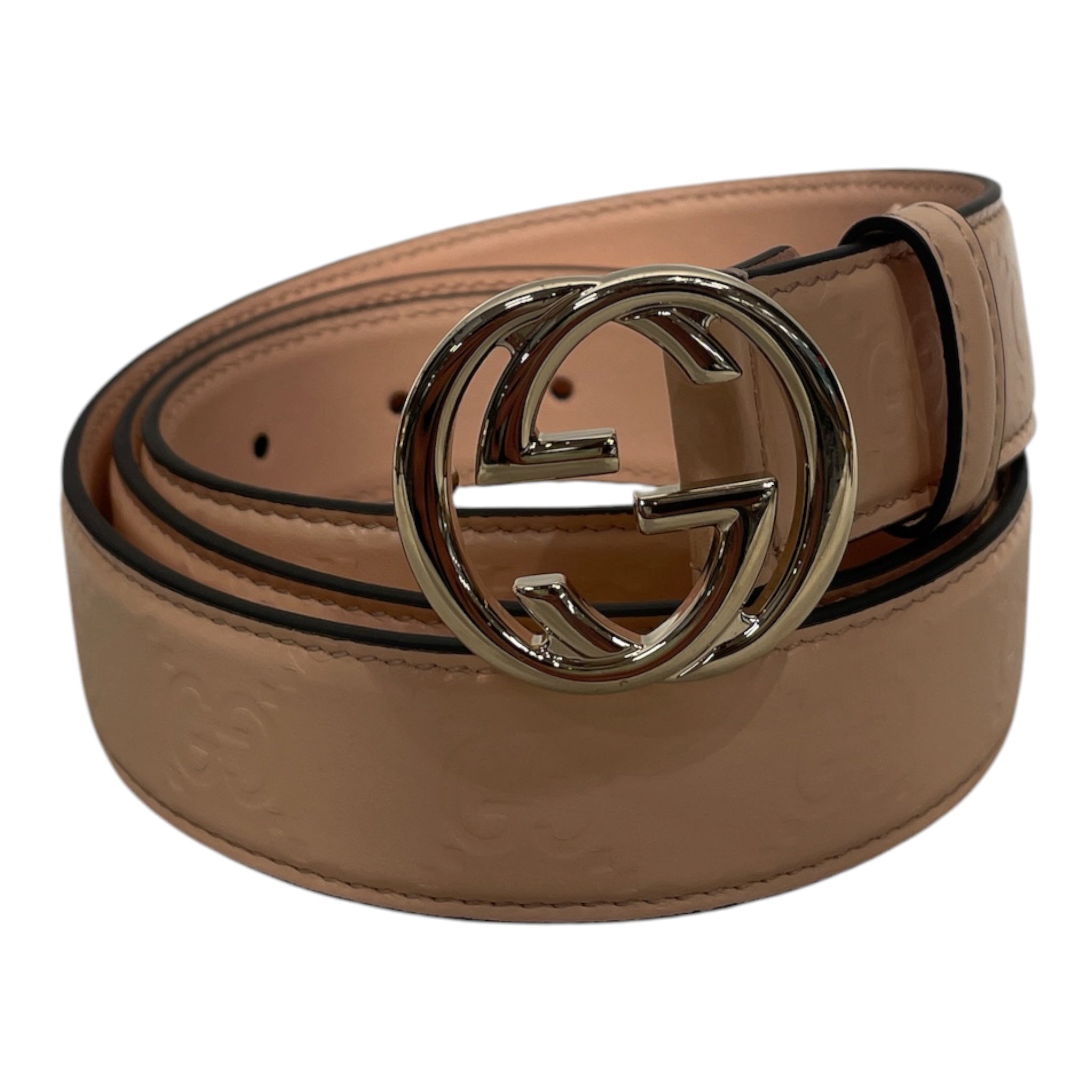 GUCCI/Belt/Monogram/Leather/PNK/L's/38 INTERLOCKING G view 1
